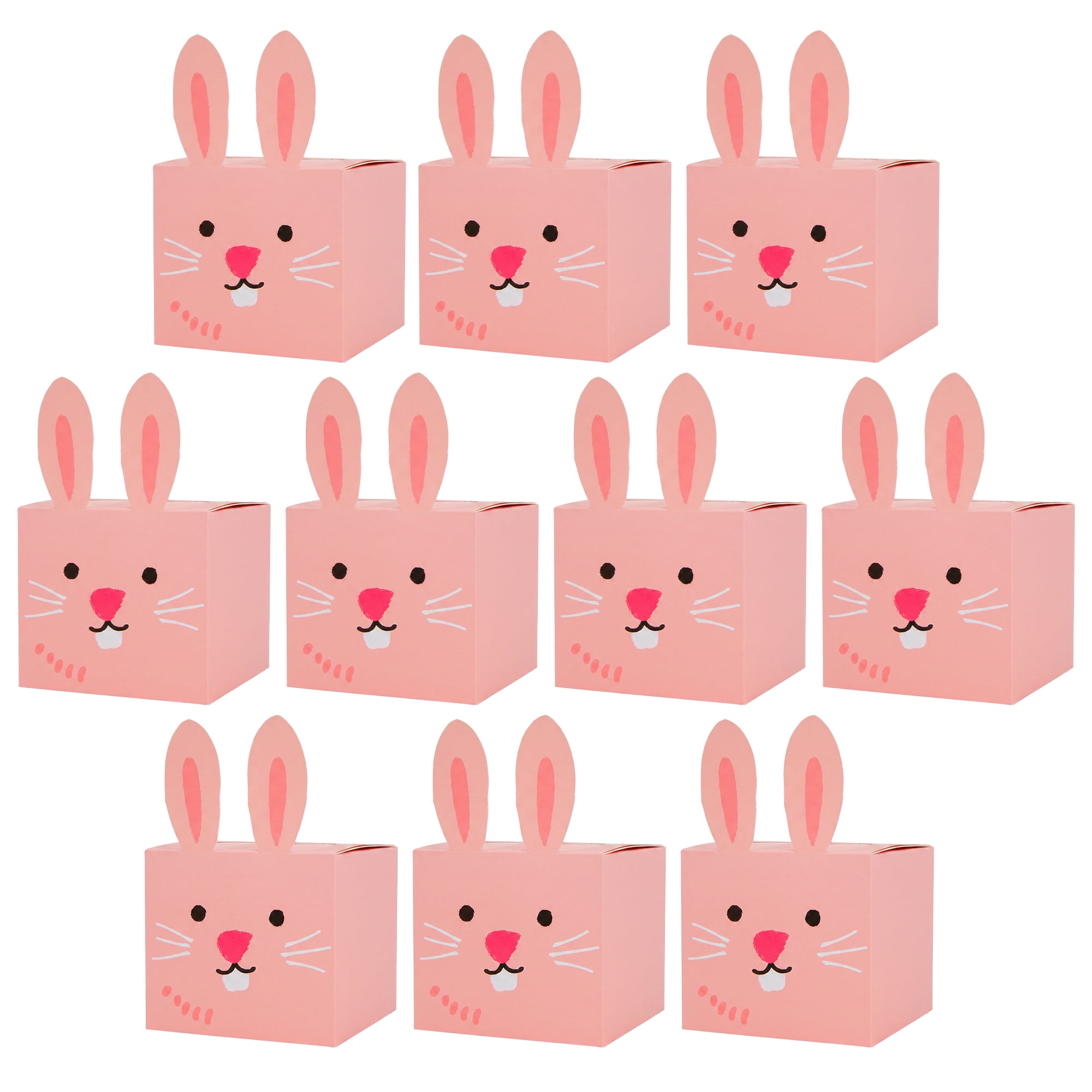 Unique Bargains 10Pcs Flat Packed Folding Animal Shapes Gift Boxes Pink 3.5"x3.5"x3.5"