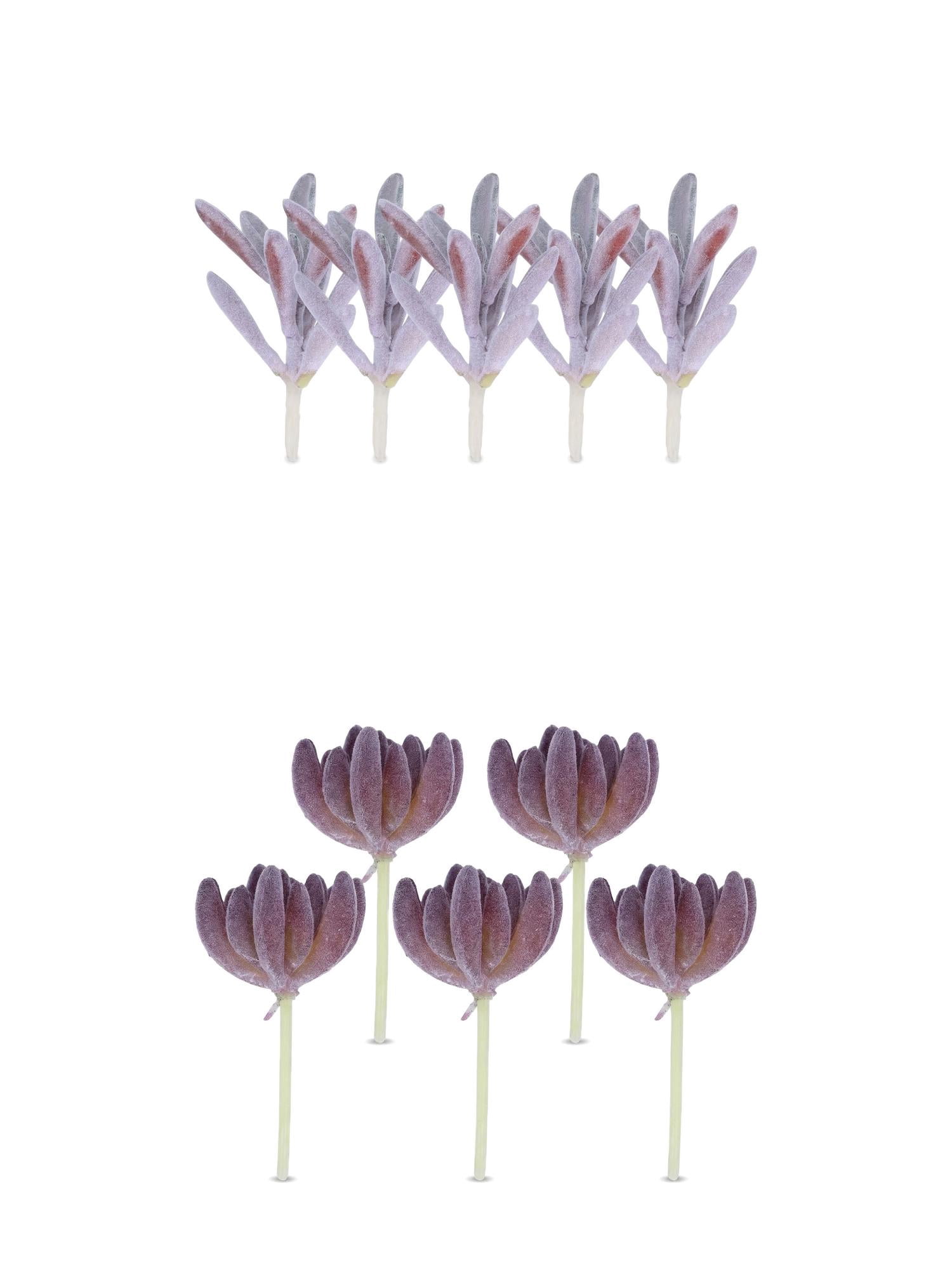 Unique Bargains 10Pcs Flocked Artificial 3.5" Buddha's Hand Purple Peperomia Purple