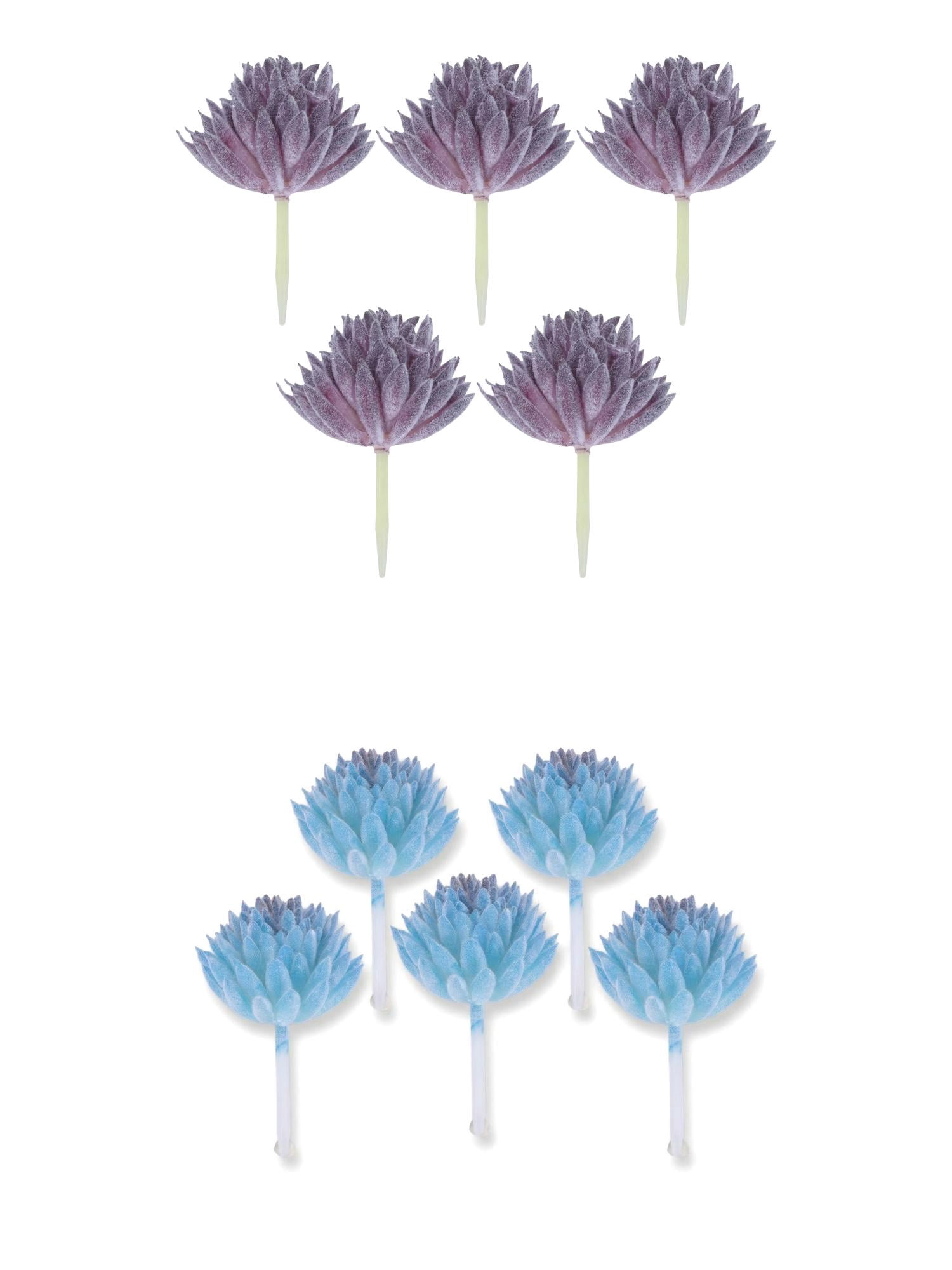 Unique Bargains 10Pcs Flocked Artificial Succulents 2.8" Blue Purple