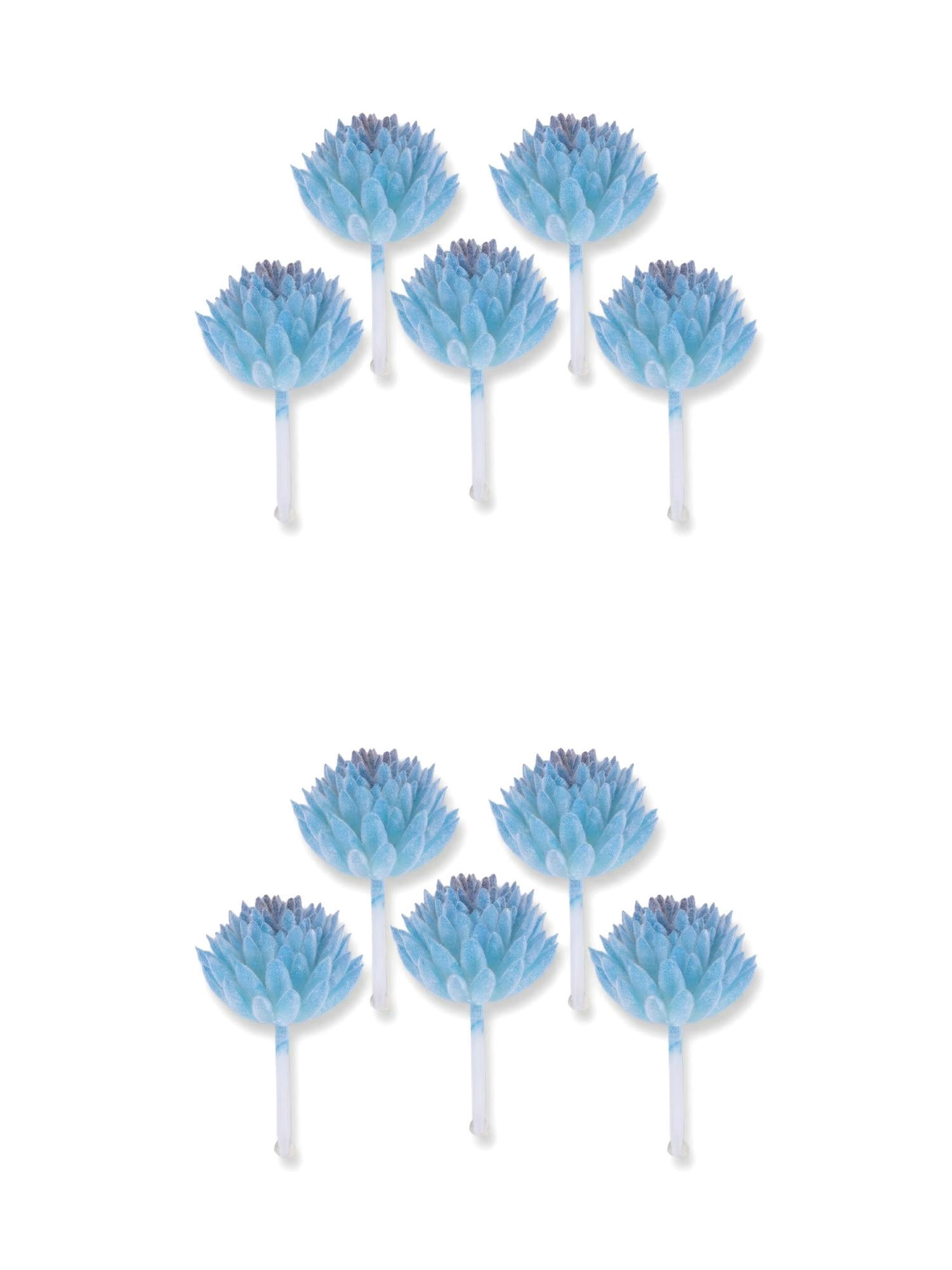 Unique Bargains 10Pcs Flocked Artificial Succulents 2.8" Blue