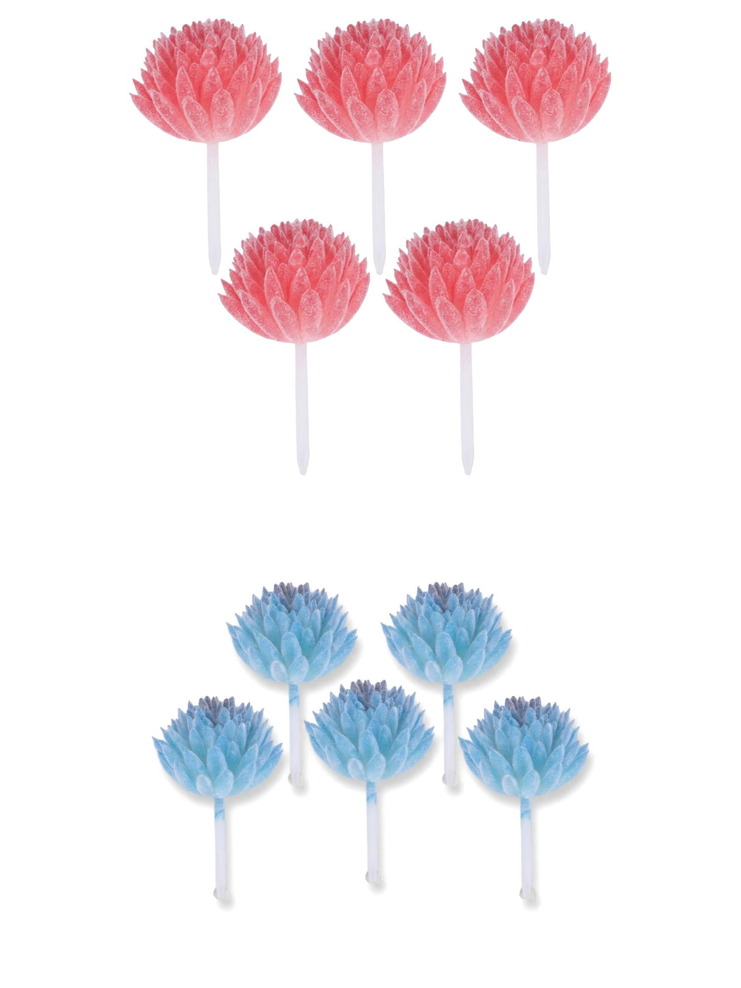 Unique Bargains 10Pcs Flocked Artificial Succulents 2.8" Deep Pink Blue