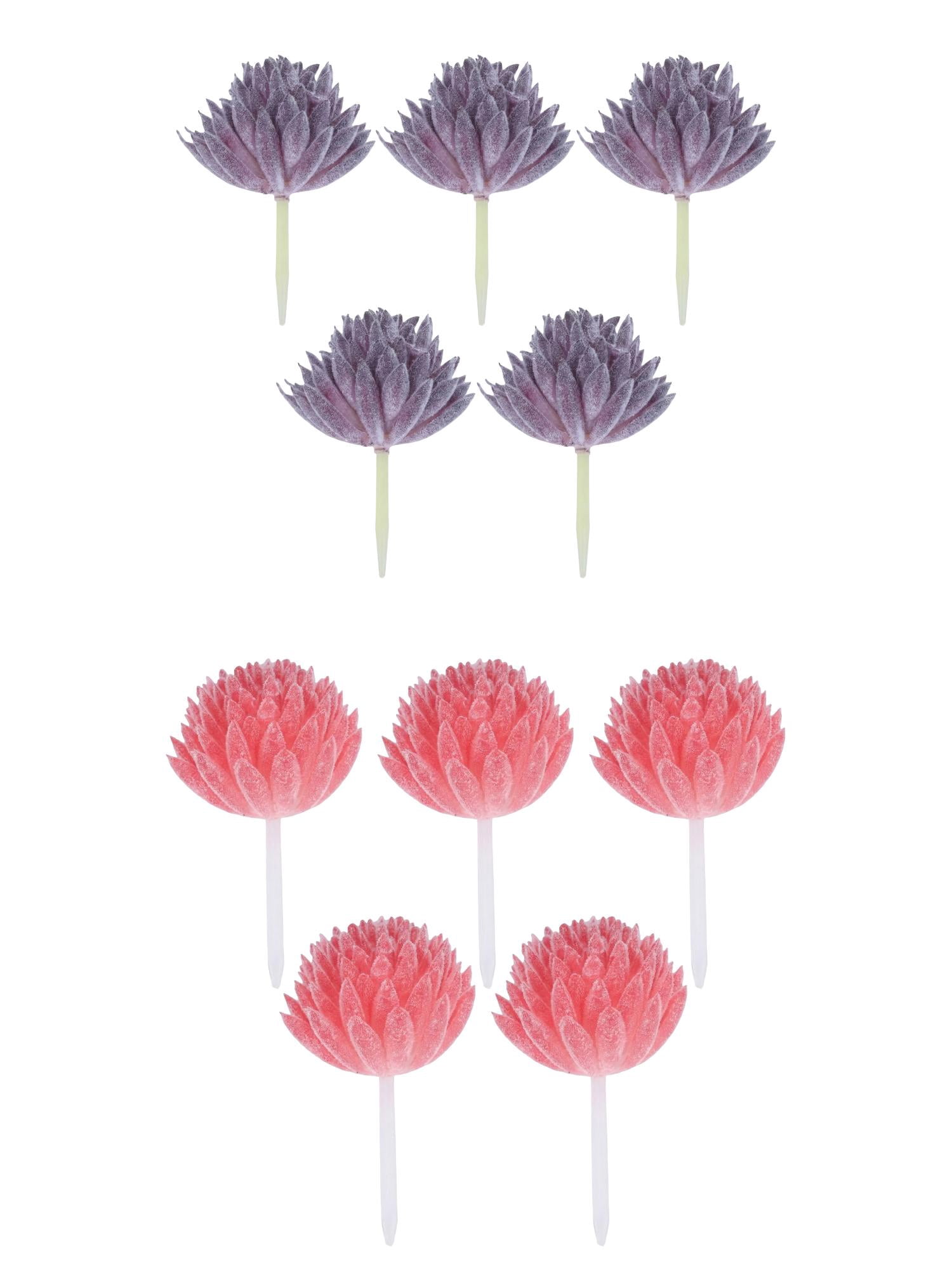 Unique Bargains 10Pcs Flocked Artificial Succulents 2.8" Deep Pink Purple