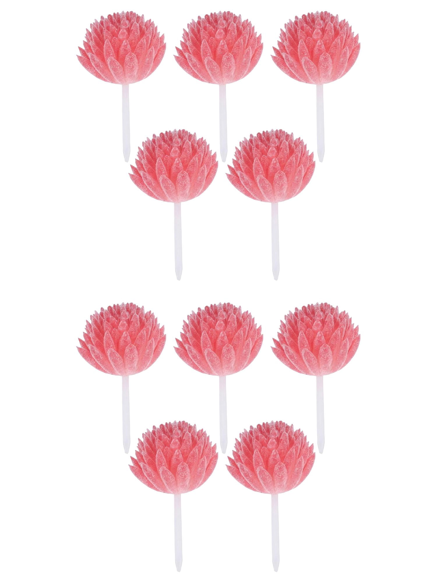 Unique Bargains 10Pcs Flocked Artificial Succulents 2.8" Deep Pink