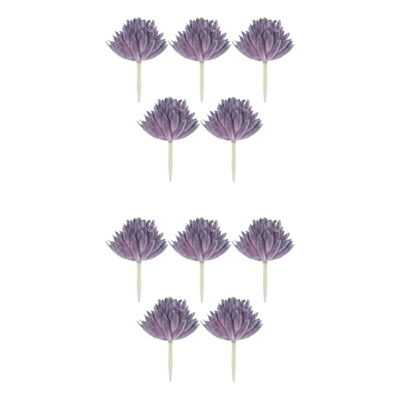Unique Bargains 10Pcs Flocked Artificial Succulents 2.8" Purple
