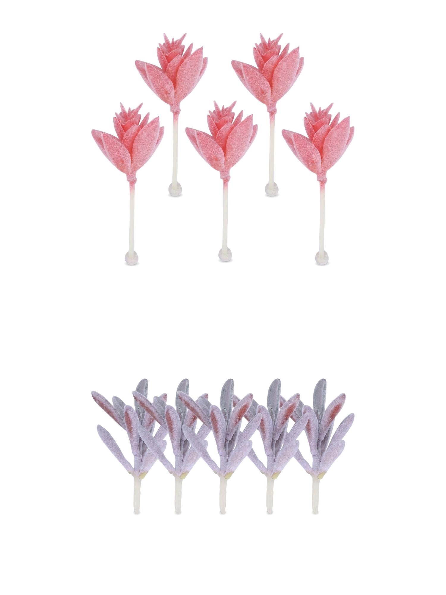 Unique Bargains 10Pcs Flocked Artificial Succulents Decor 3.5" Lotus Pink Peperomia Purple