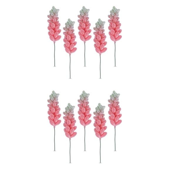 Unique Bargains 10Pcs Flocked Artificial Succulents Deep Wheat Ears 3.5" Deep Pink