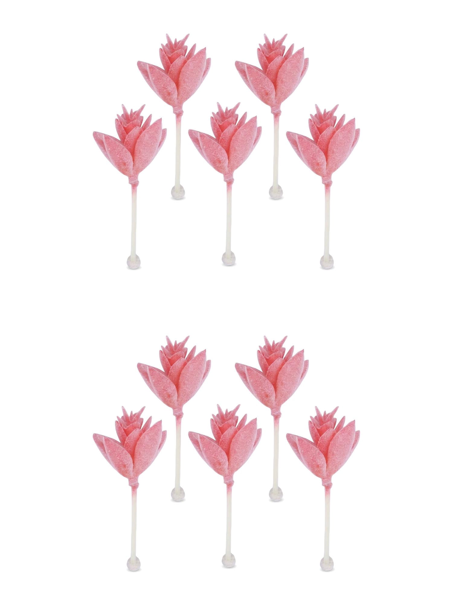 Unique Bargains 10Pcs Flocked Artificial Succulents Lotus 3.5" Lotus Deep Pink