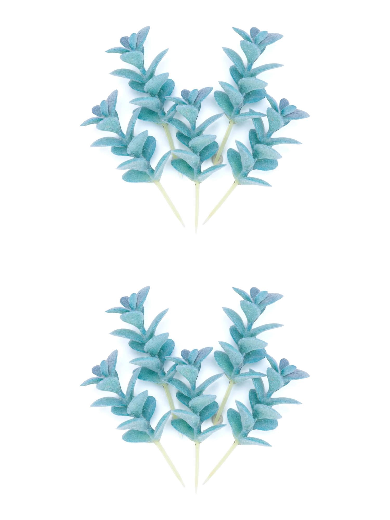 Unique Bargains 10Pcs Flocked Artificial Succulents Sprouts 3.5" Blue Bean Sprouts