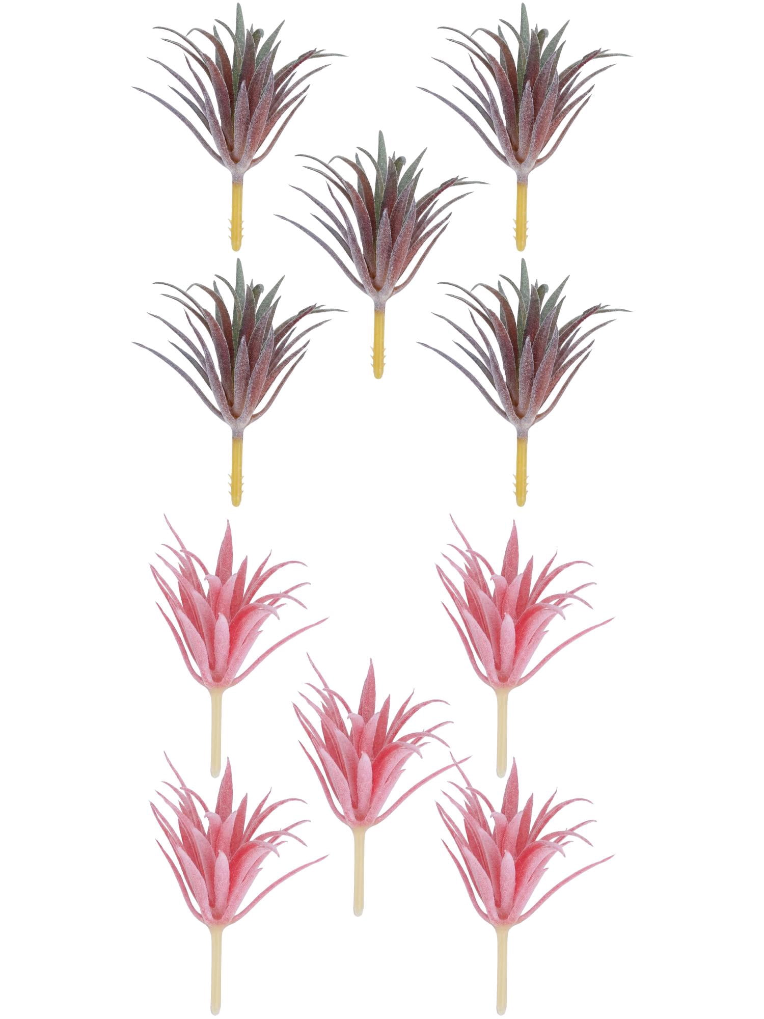 Unique Bargains 10Pcs Flocked Artificial Sword Grass 3.7" Deep Pink Light Purple
