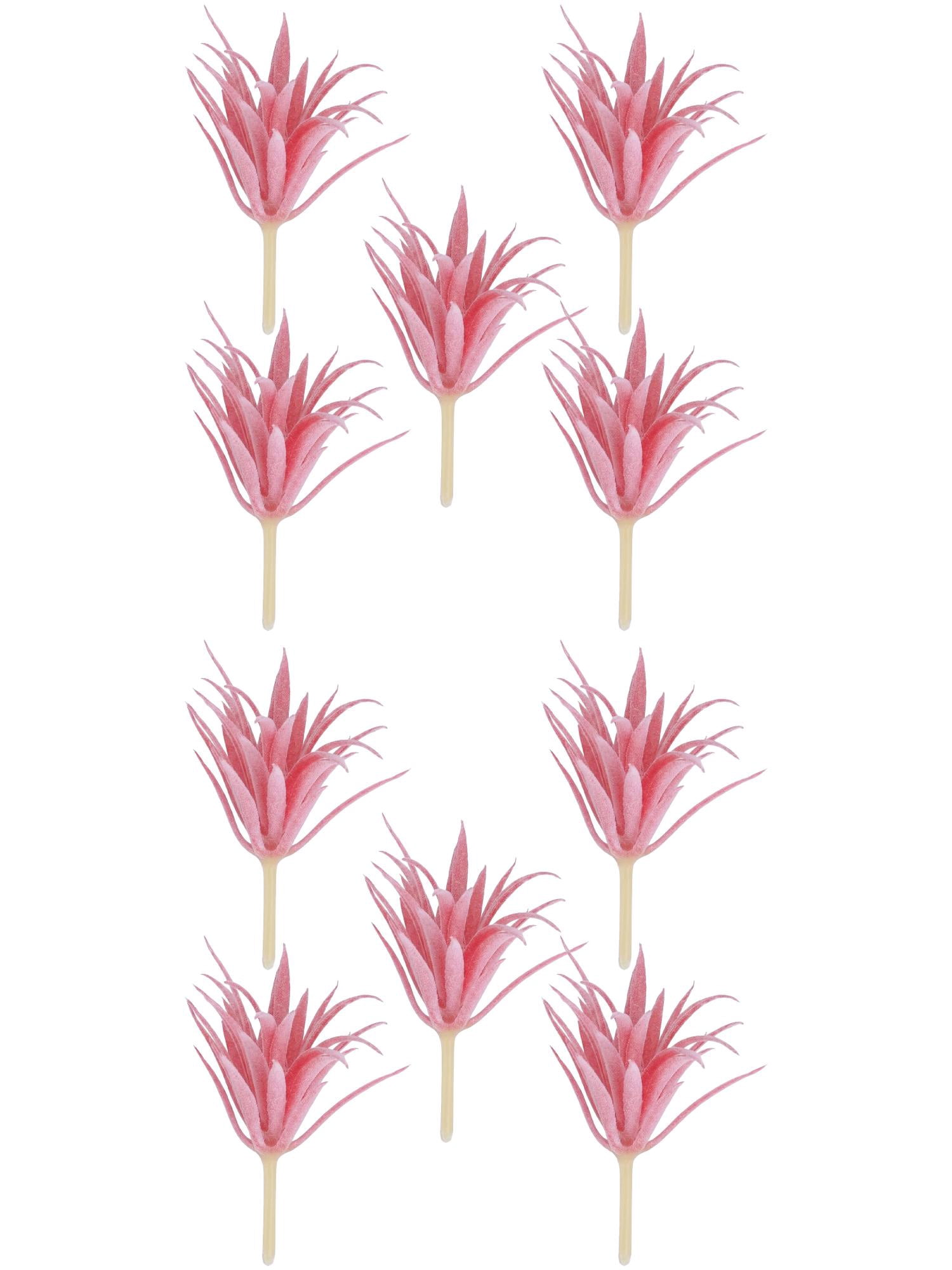 Unique Bargains 10Pcs Flocked Artificial Sword Grass 3.7" Deep Pink