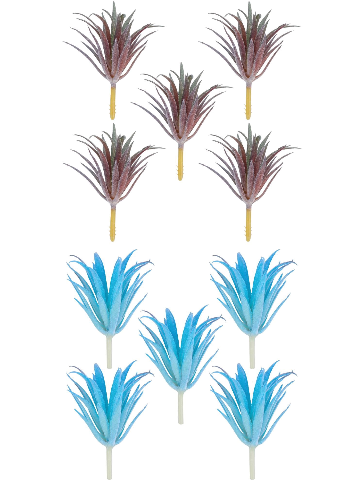Unique Bargains 10Pcs Flocked Artificial Sword Grass 3.7" Light Purple Blue