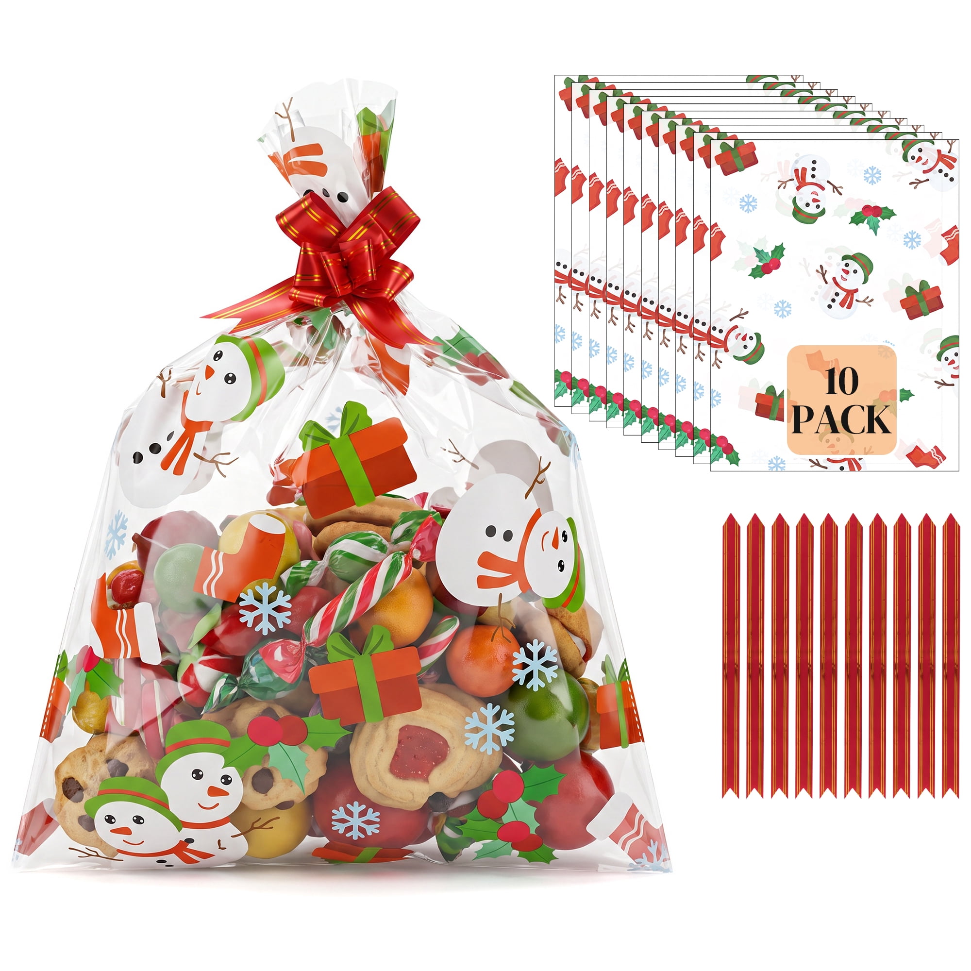 Unique Bargains 10Pcs Gift Bags for Present Packaging Snoman Pattern 17.7" x 23.6"