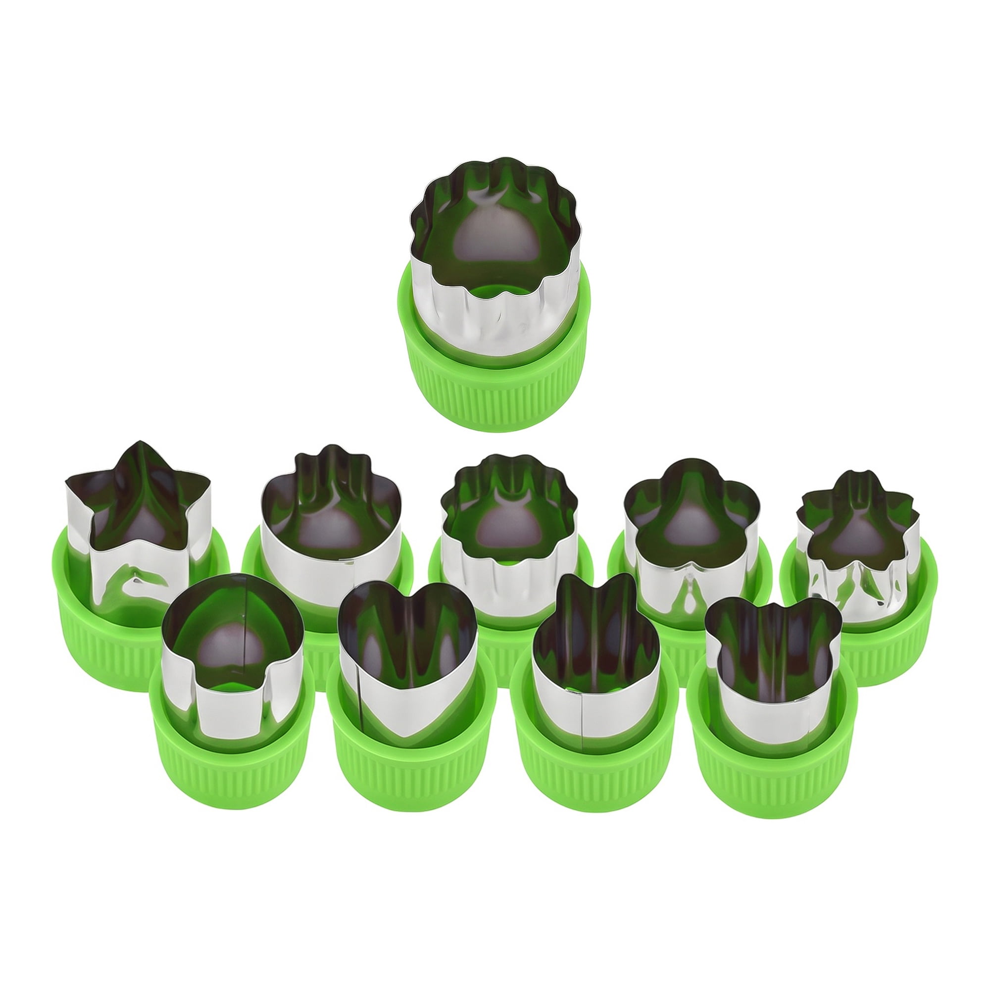 Unique Bargains 10Pcs Handheld Metal Biscuit Cutter Set with Cushioned Handle Green