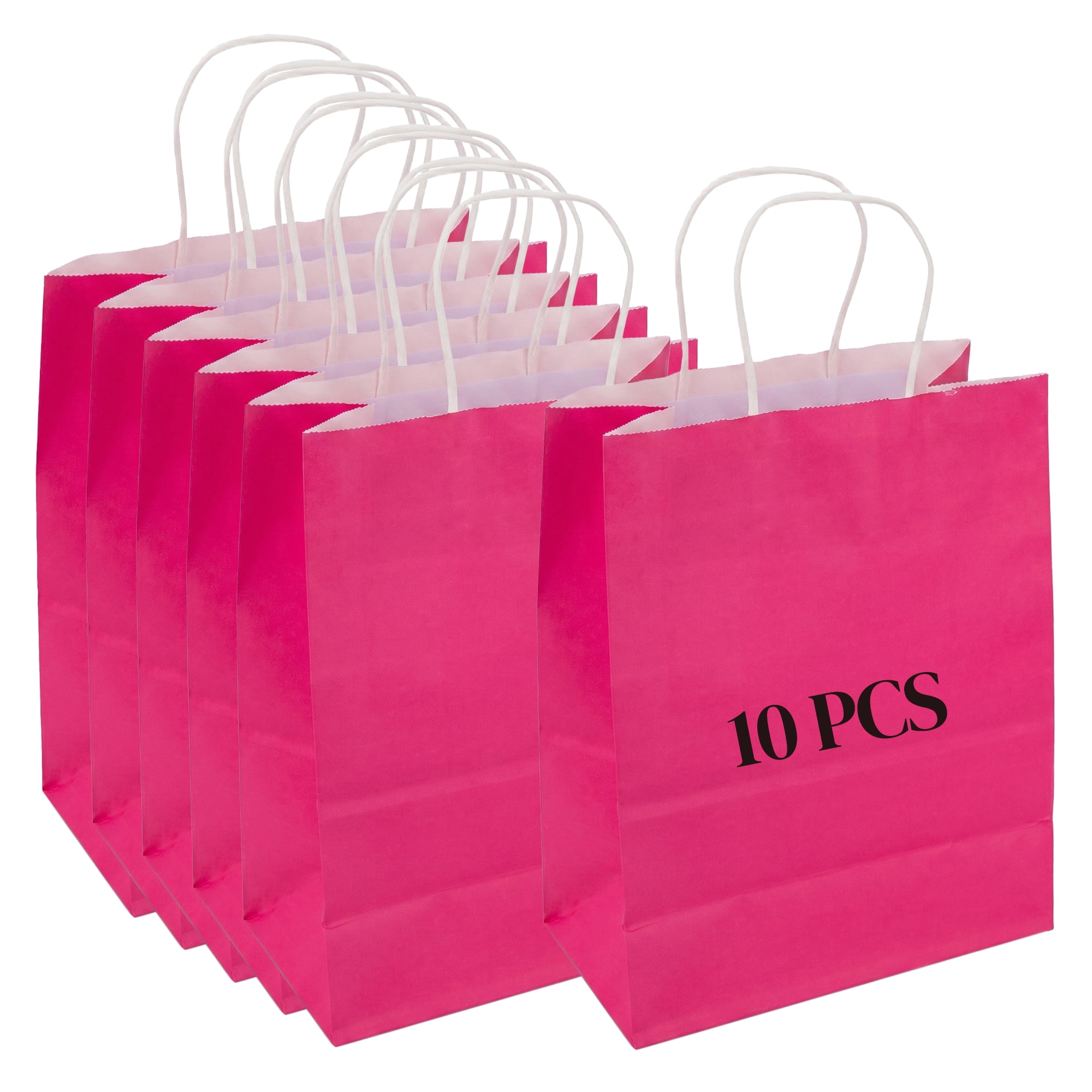 Unique Bargains 10Pcs Heavyweight Gift Bags with Handles Rose Red 5.9" x 3.1" x 8.3"
