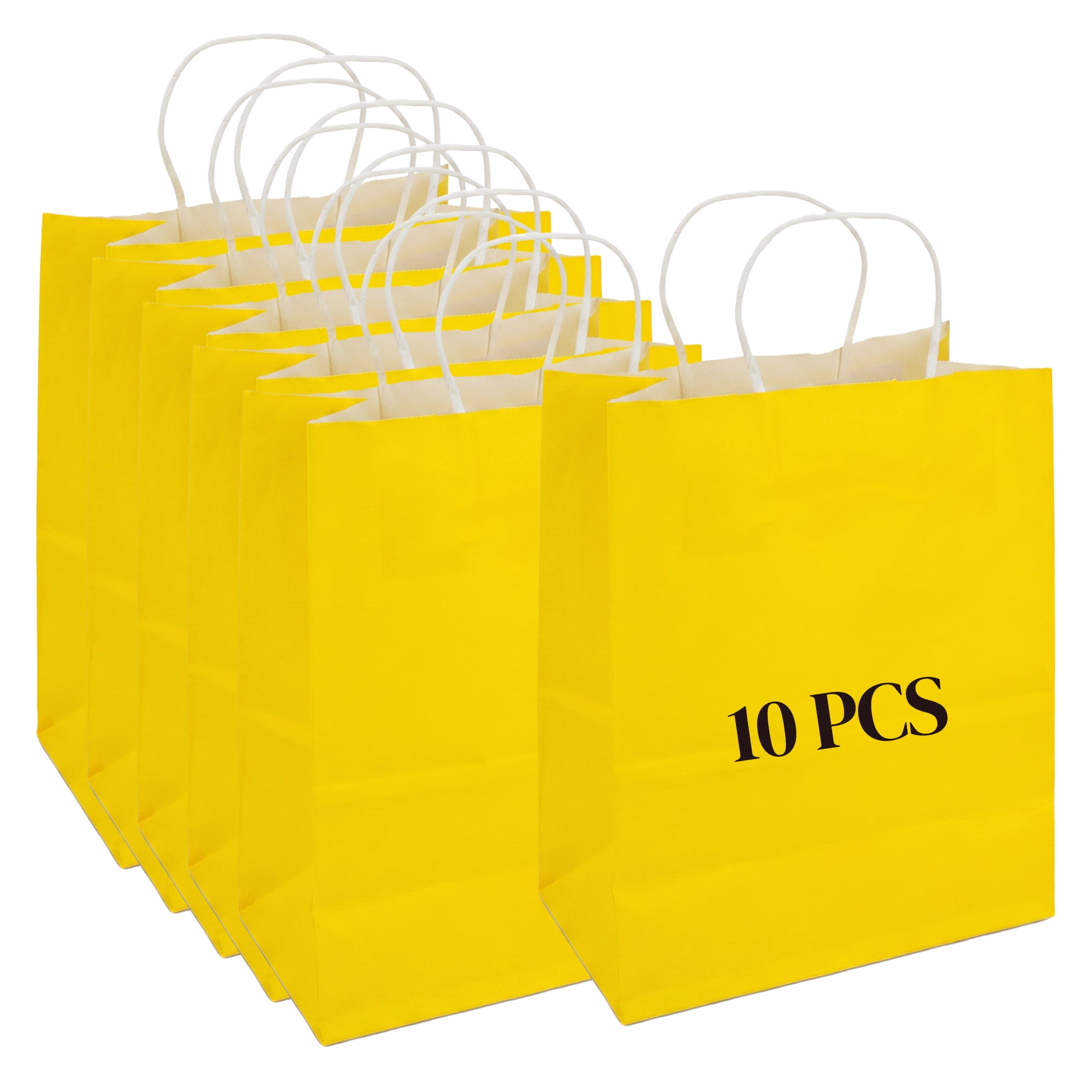 Unique Bargains 10Pcs Heavyweight Premium Gift Bags with Handle Yellow 8.3" x 4.3" x 10.6"