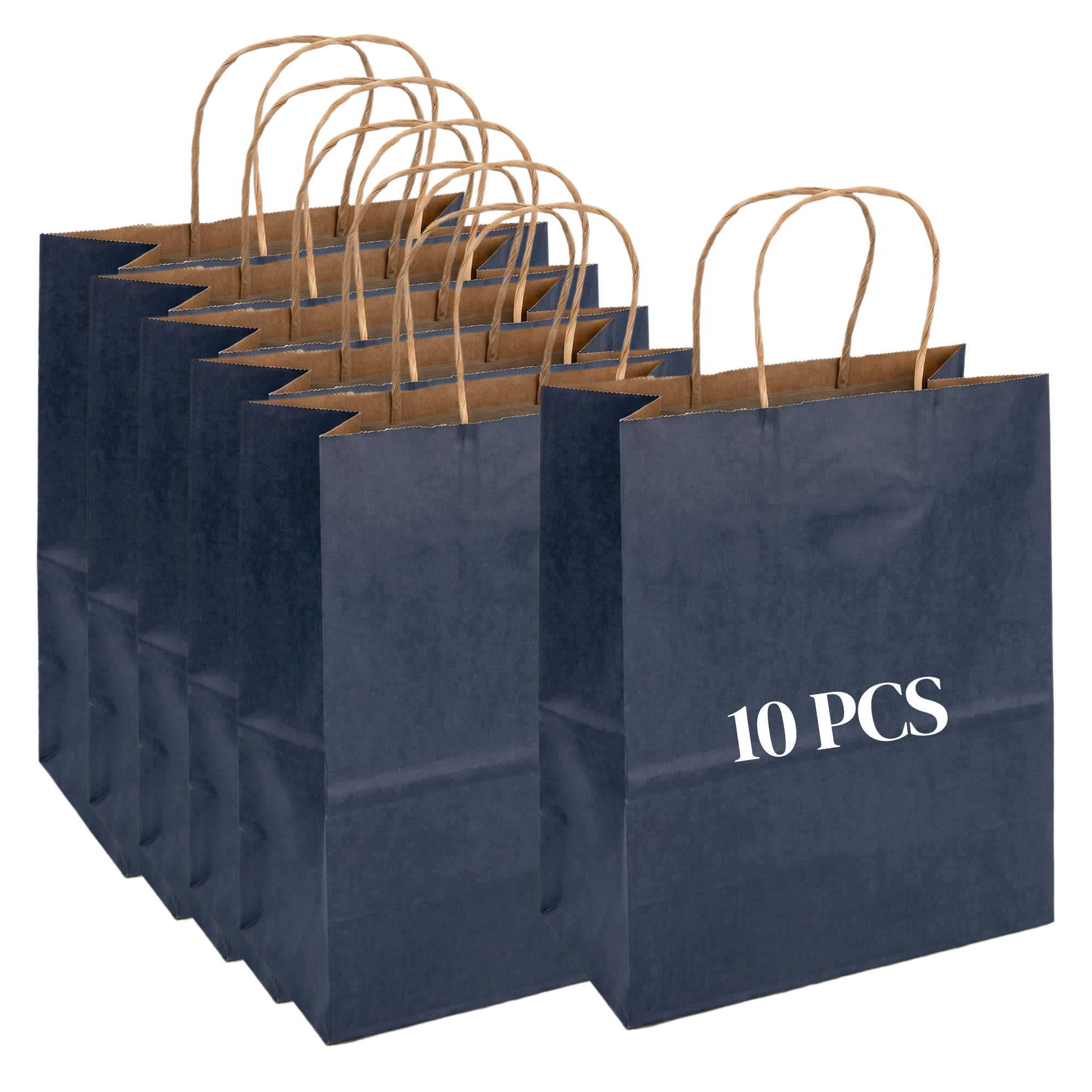 Unique Bargains 10Pcs Heavyweight Premium Gift Bags with Handles Blue 5.9" x 3.1" x 8.3"