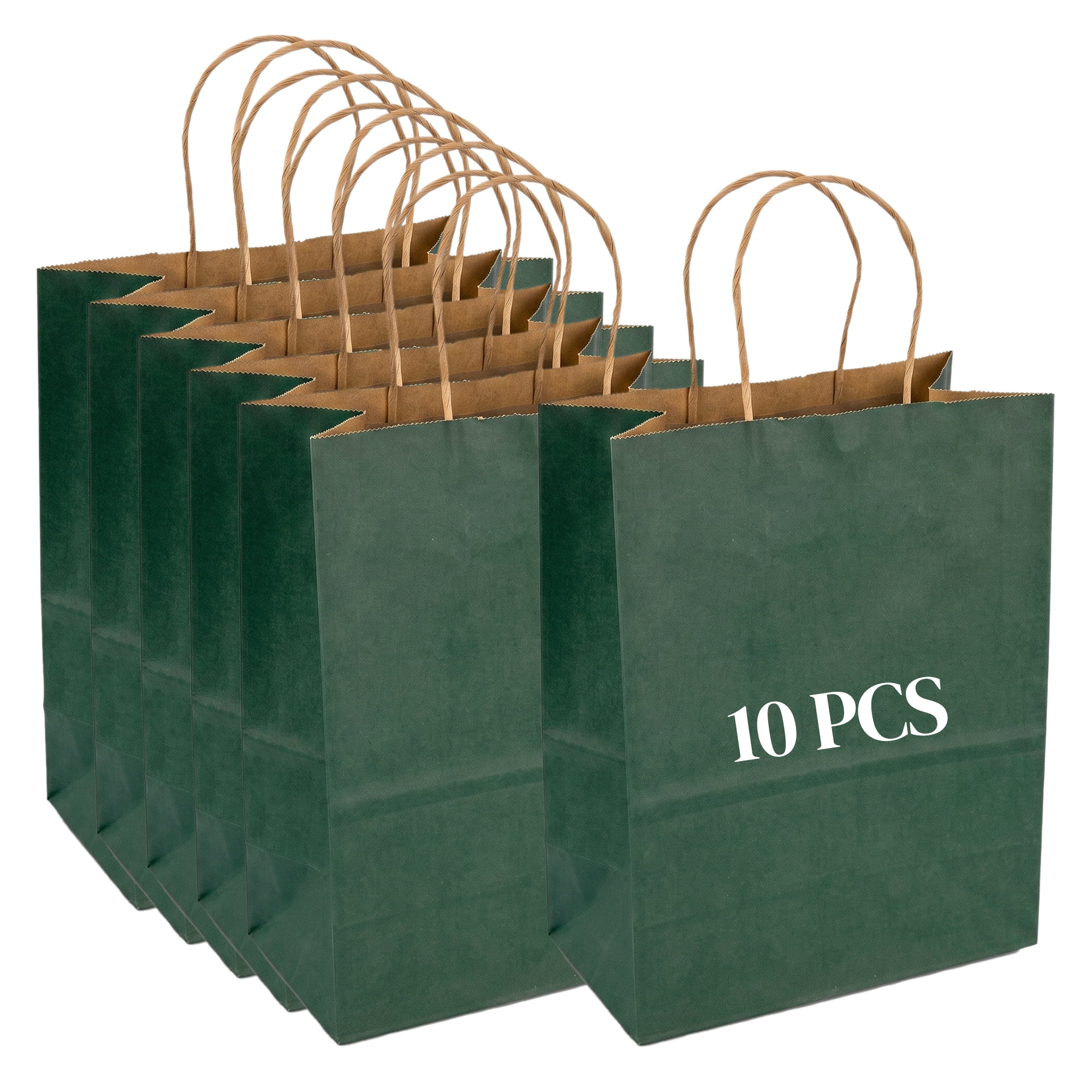 Unique Bargains 10Pcs Heavyweight Premium Gift Bags with Handles Green 8.3" x 4.3" x 10.6"