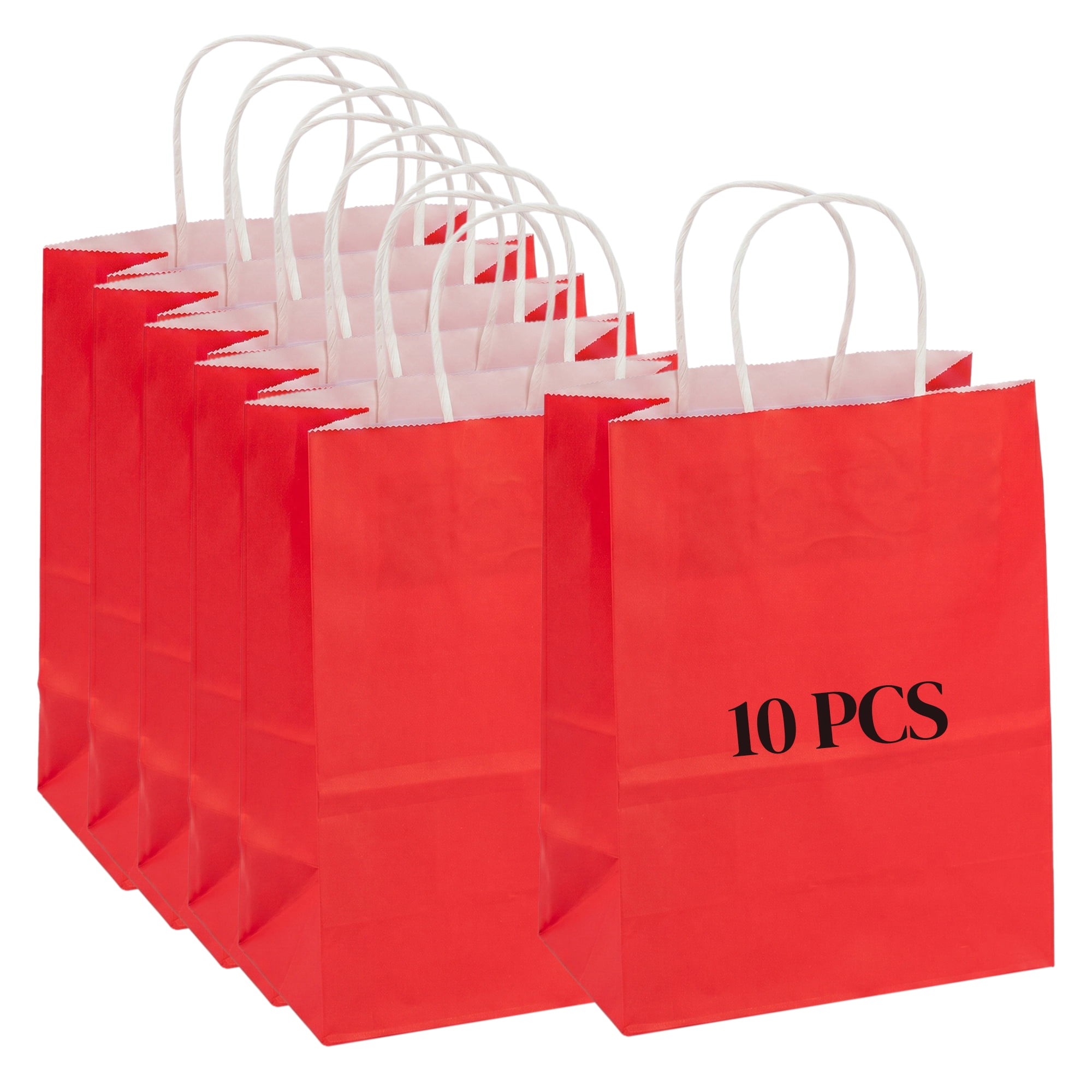 Unique Bargains 10Pcs Heavyweight Premium Gift Bags with Handles Red 8.3" x 4.3" x 10.6"