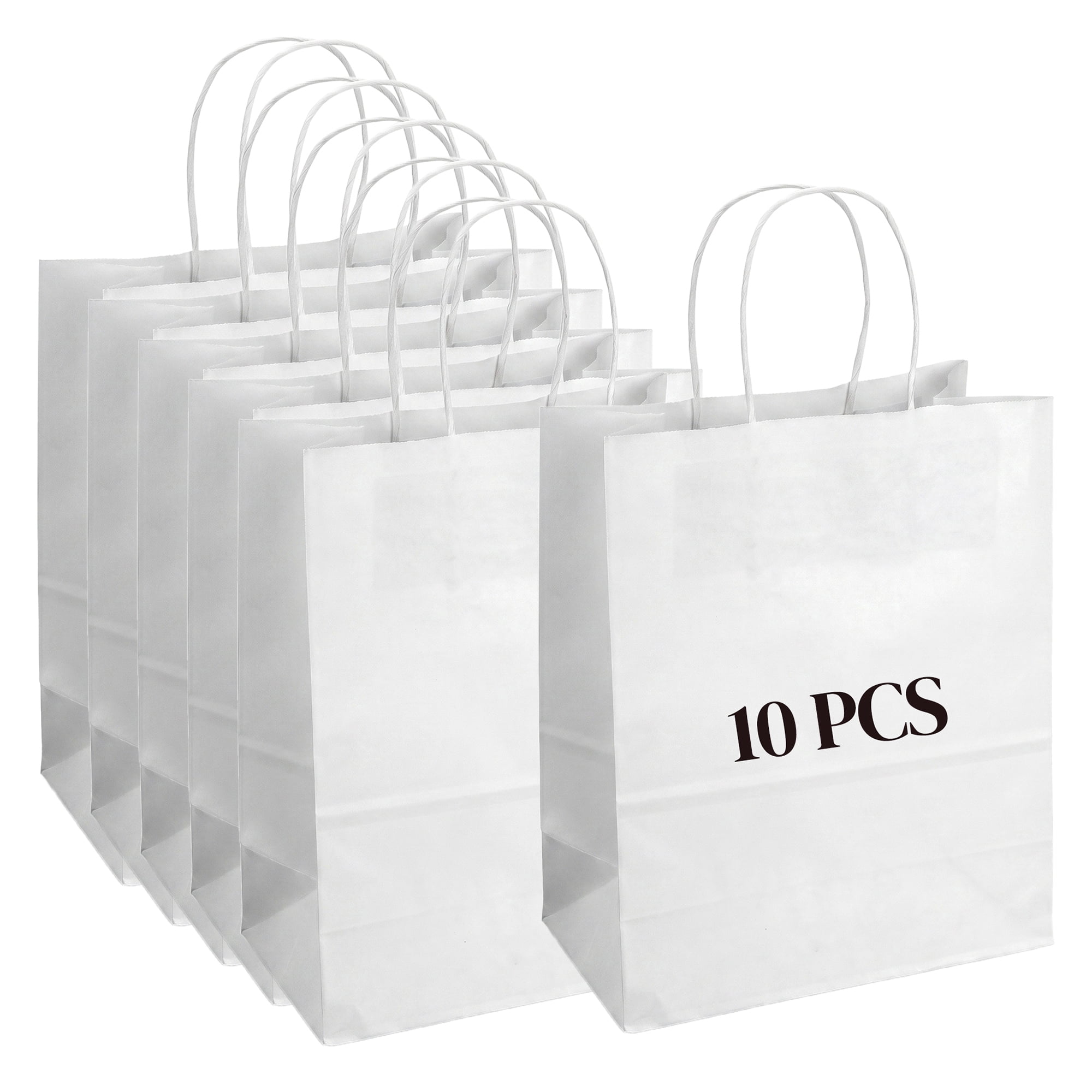Unique Bargains 10Pcs Heavyweight Premium Gift Bags with Handles White 5.9" x 3.1" x 8.3"