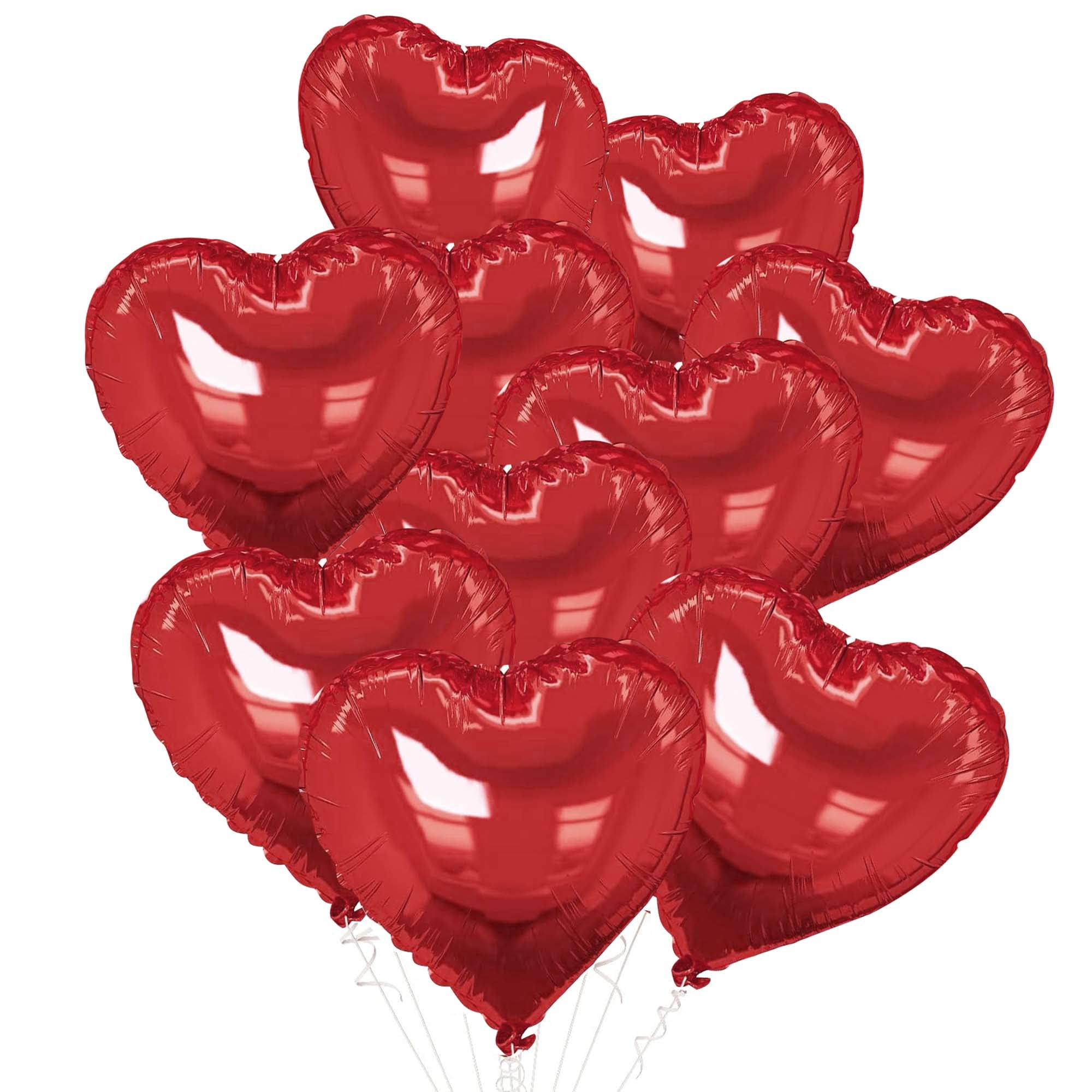 Unique Bargains 10Pcs Helium Balloons with Ribbon Heart Pattern Red