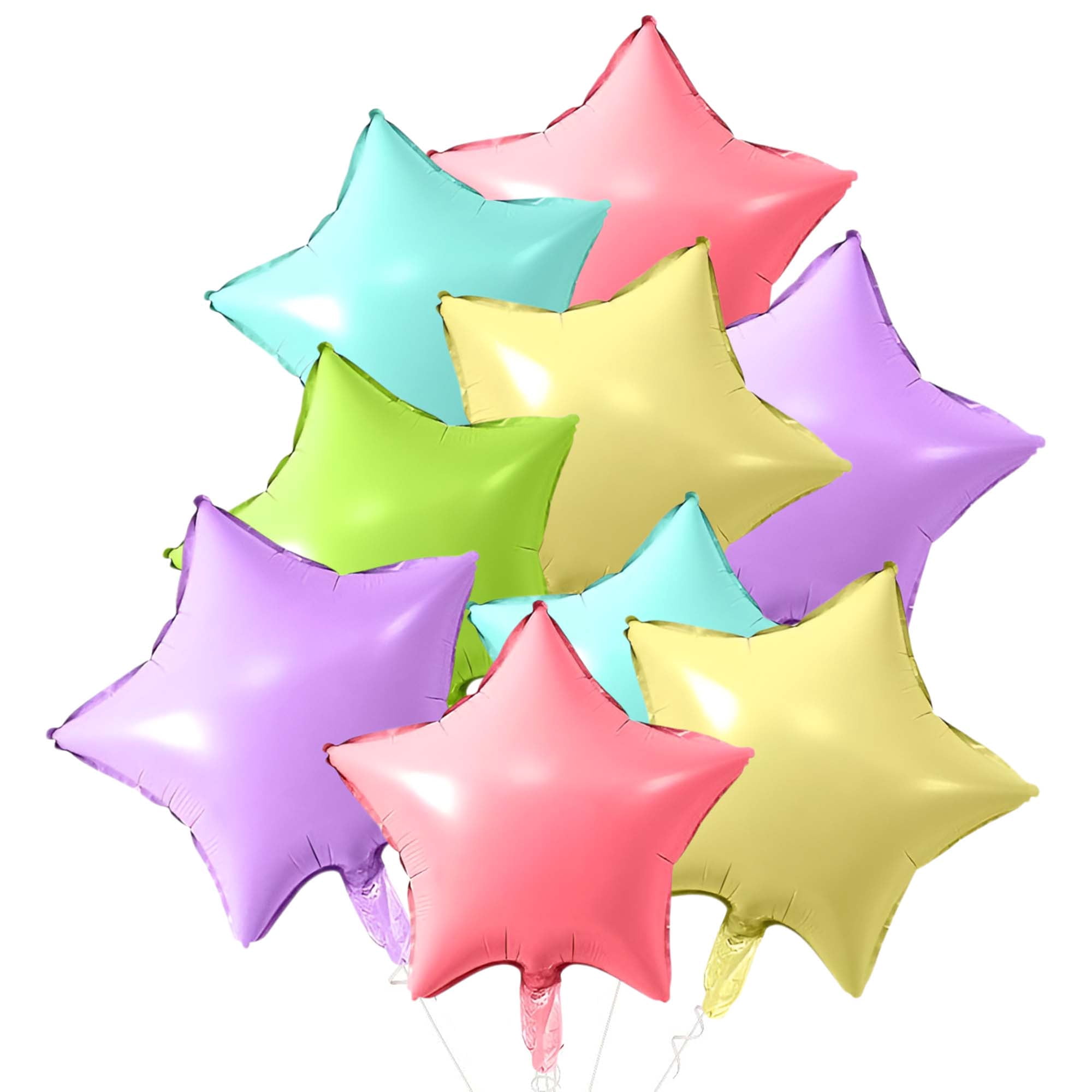 Unique Bargains 10Pcs Helium Balloons with Ribbon Star Pattern Assorted Color
