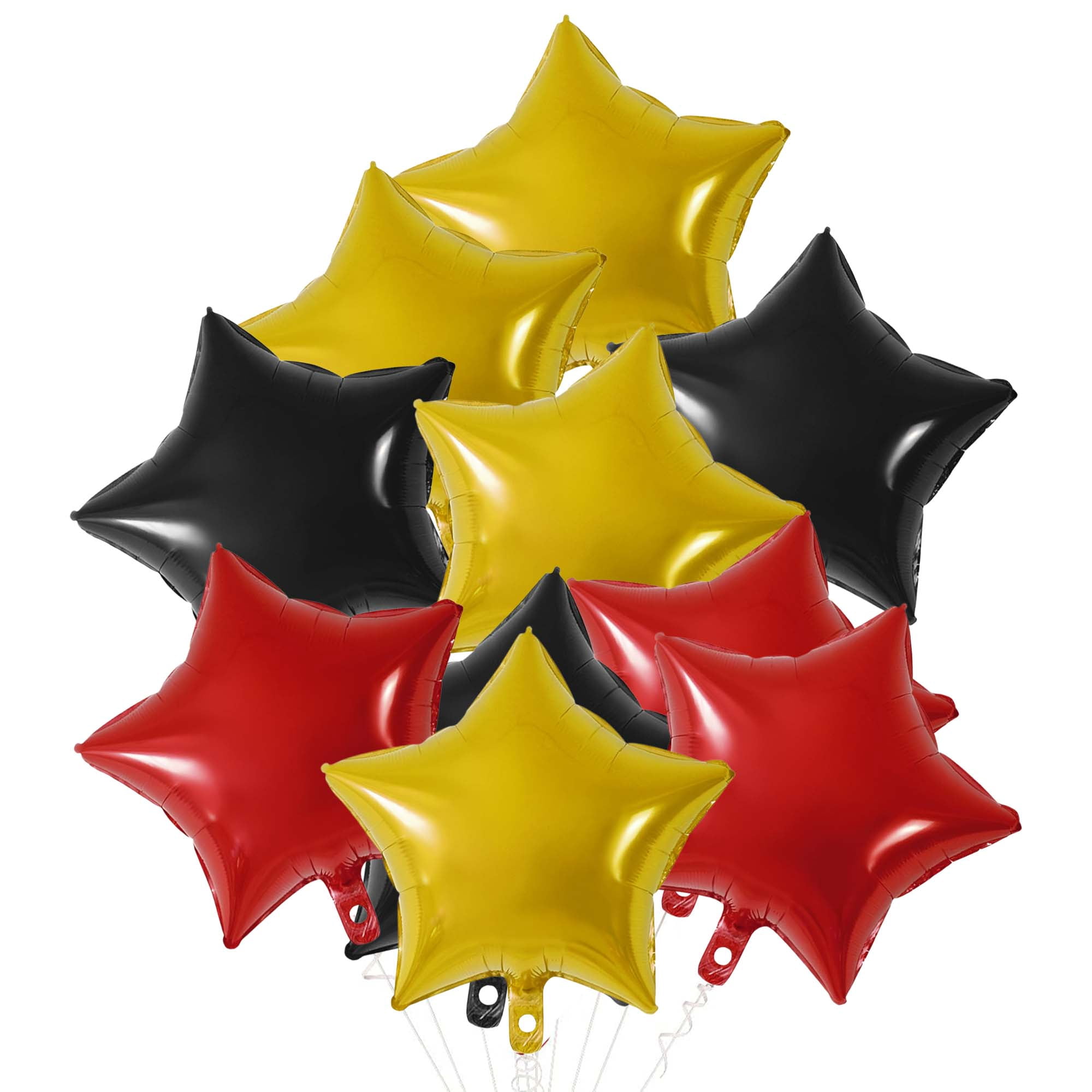 Unique Bargains 10Pcs Helium Balloons with Ribbon Star Pattern Black Red Gold Tone
