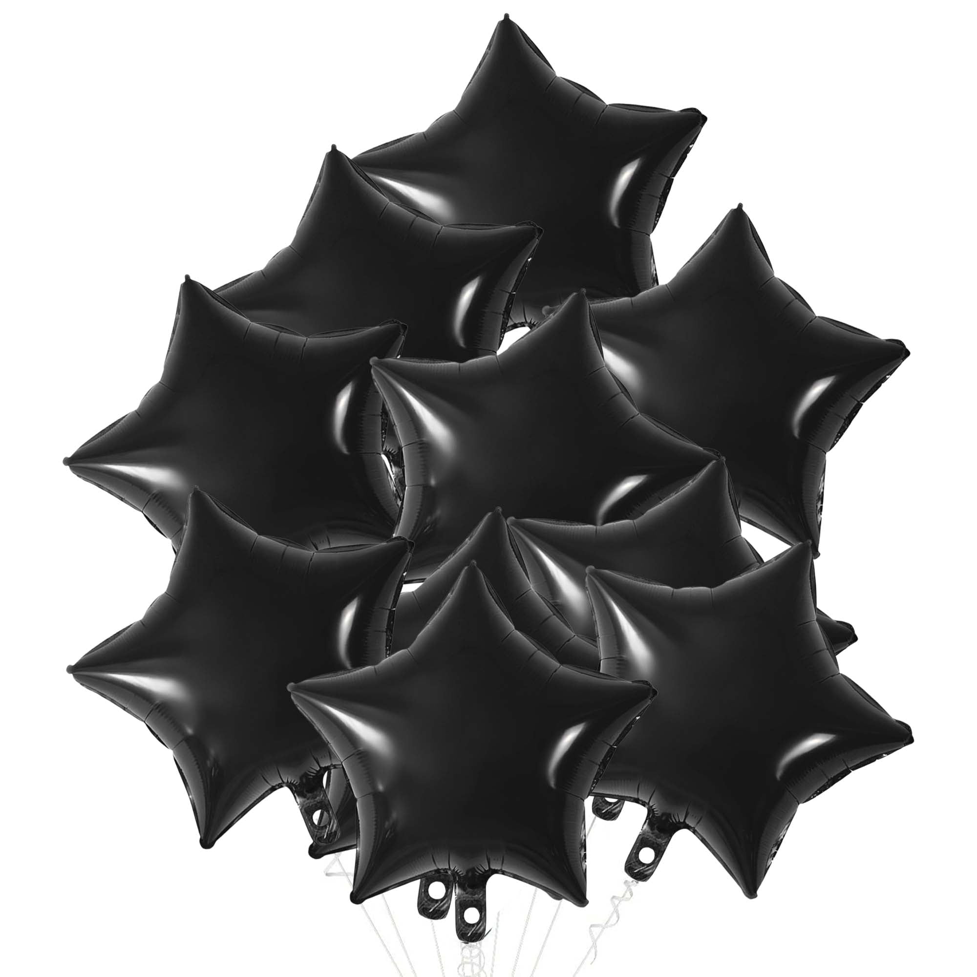 Unique Bargains 10Pcs Helium Balloons with Ribbon Star Pattern Black