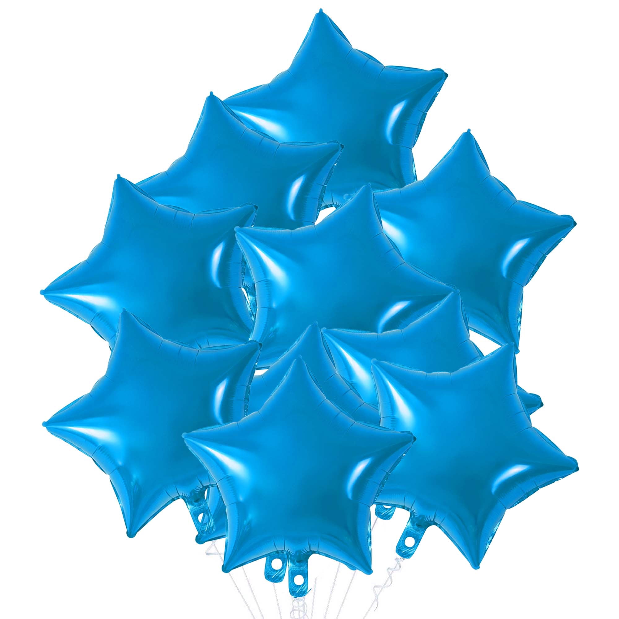 Unique Bargains 10Pcs Helium Balloons with Ribbon Star Pattern Blue