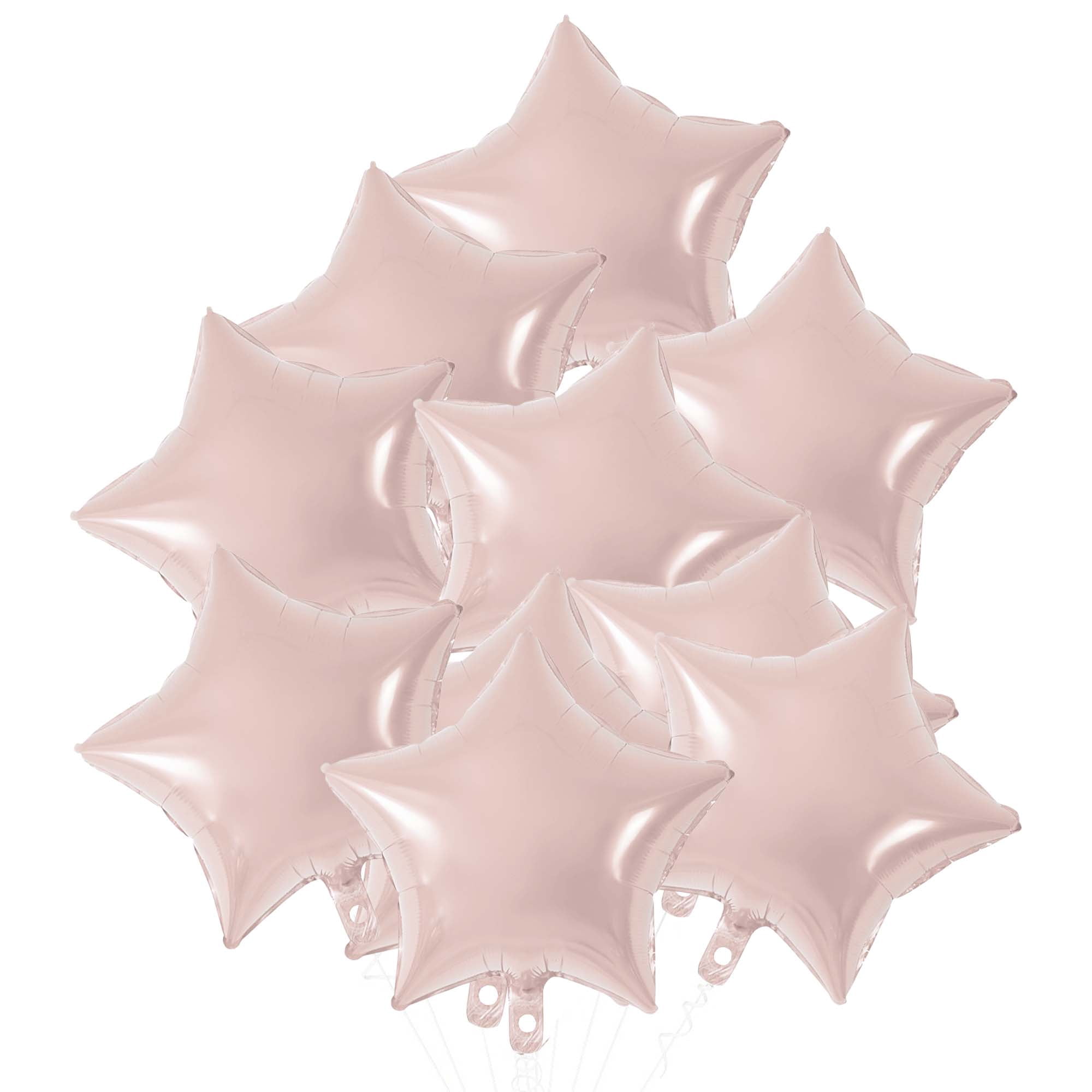 Unique Bargains 10Pcs Helium Balloons with Ribbon Star Pattern Light Pink