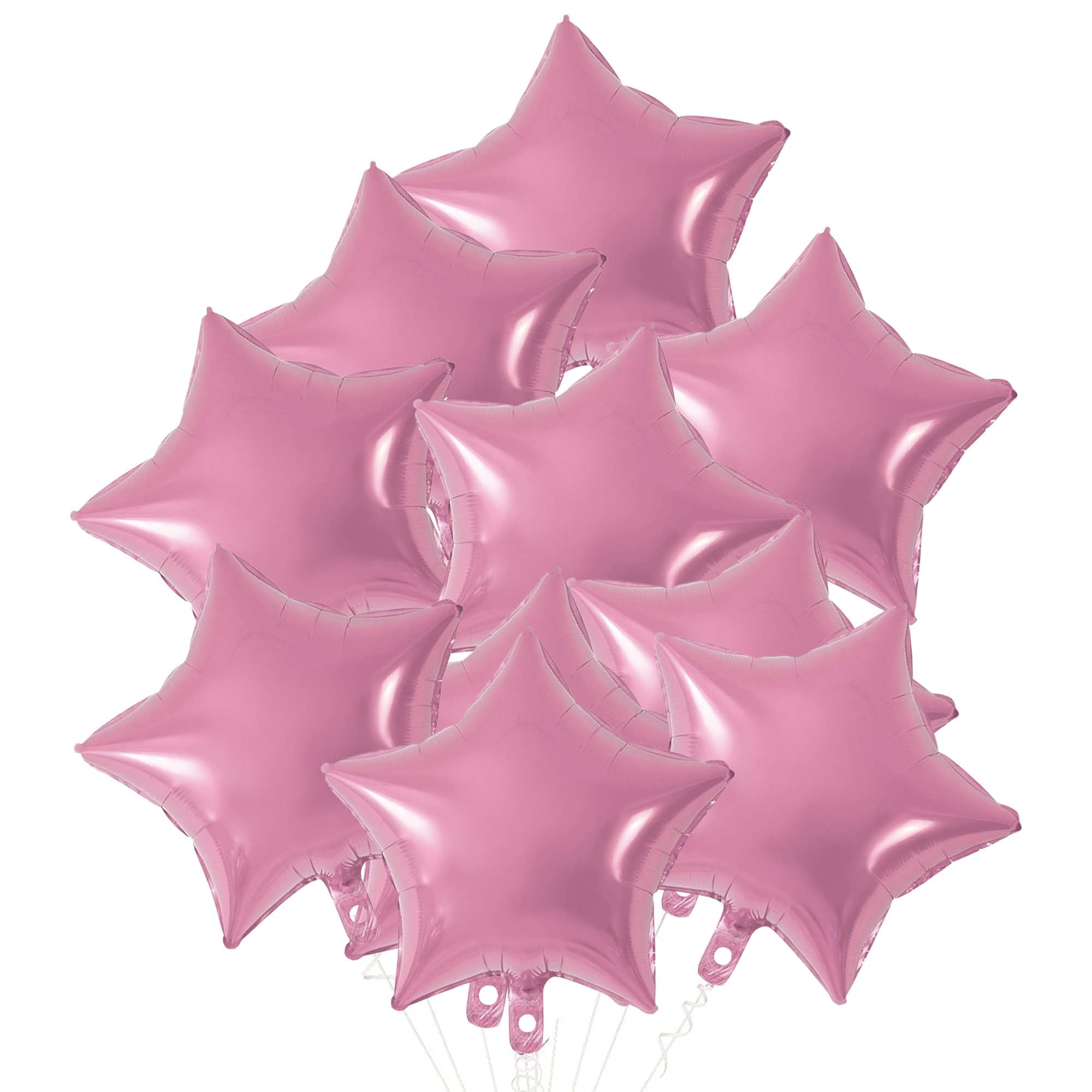 Unique Bargains 10Pcs Helium Balloons with Ribbon Star Pattern Pink