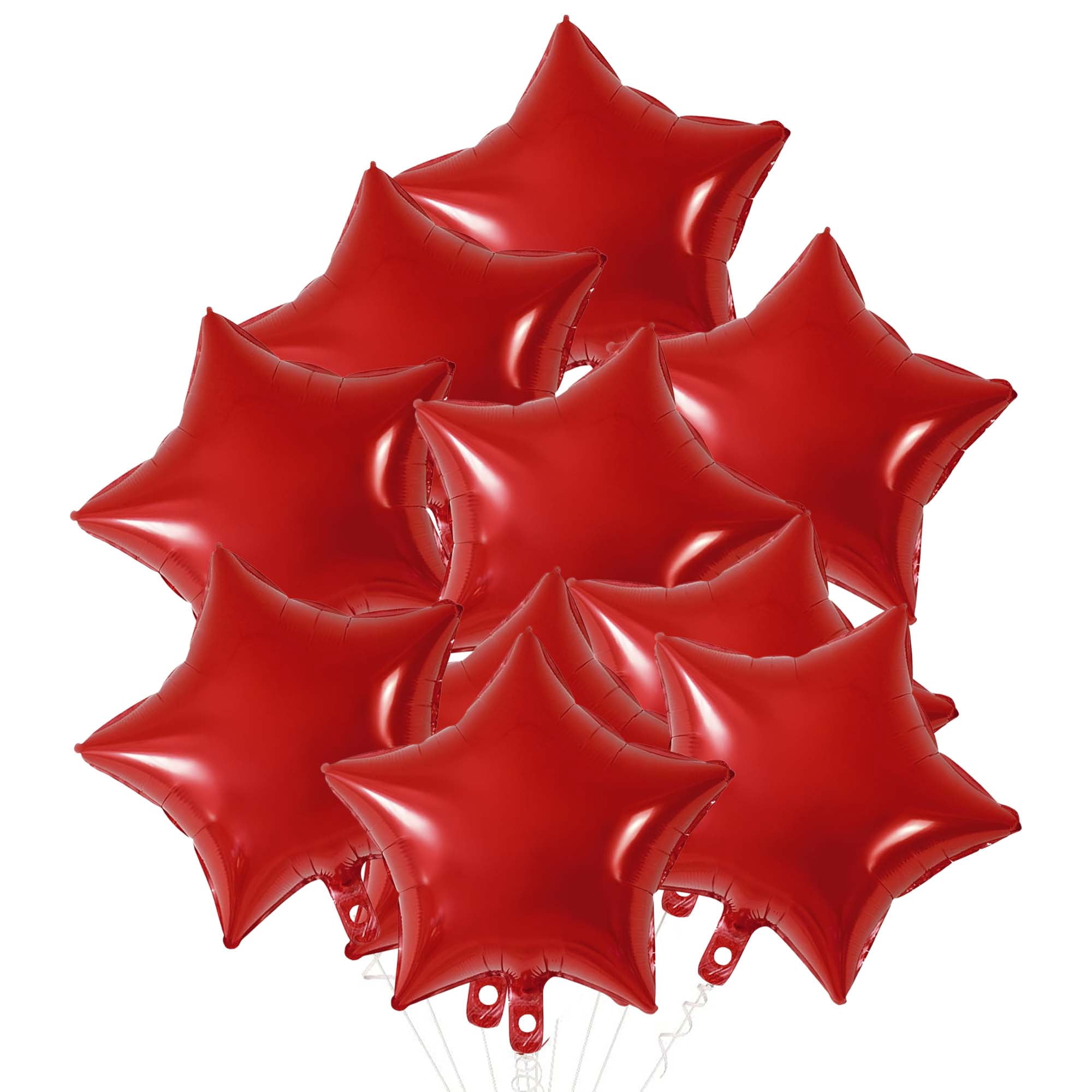 Unique Bargains 10Pcs Helium Balloons with Ribbon Star Pattern Red