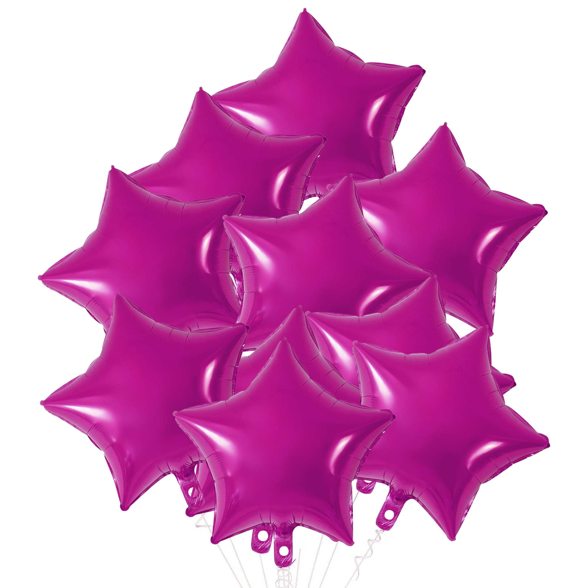 Unique Bargains 10Pcs Helium Balloons with Ribbon Star Pattern Rose Red