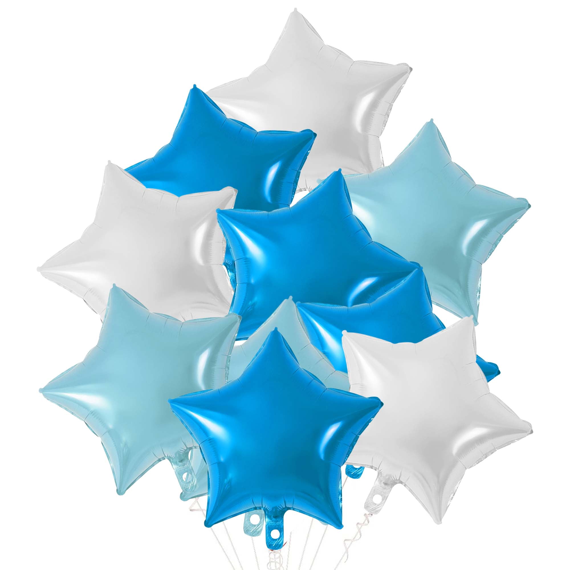 Unique Bargains 10Pcs Helium Balloons with Ribbon Star Pattern Silver Tone Light