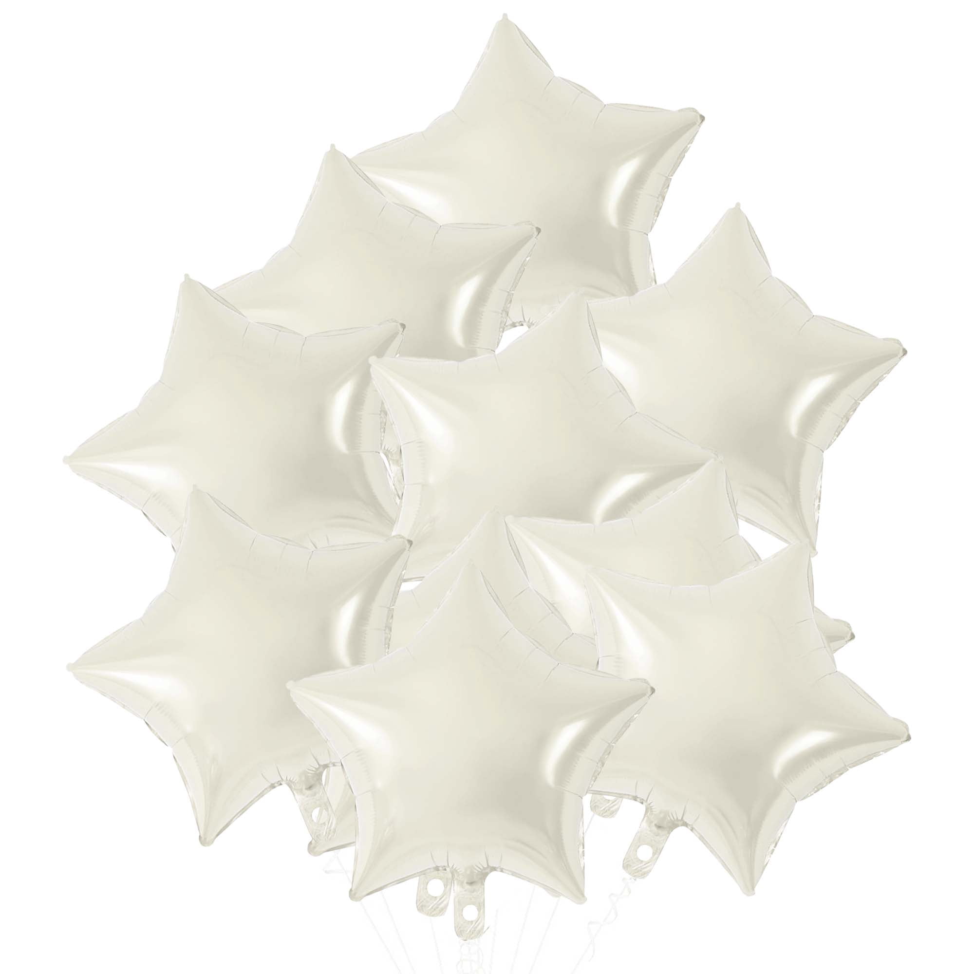 Unique Bargains 10Pcs Helium Balloons with Ribbon Star Pattern White