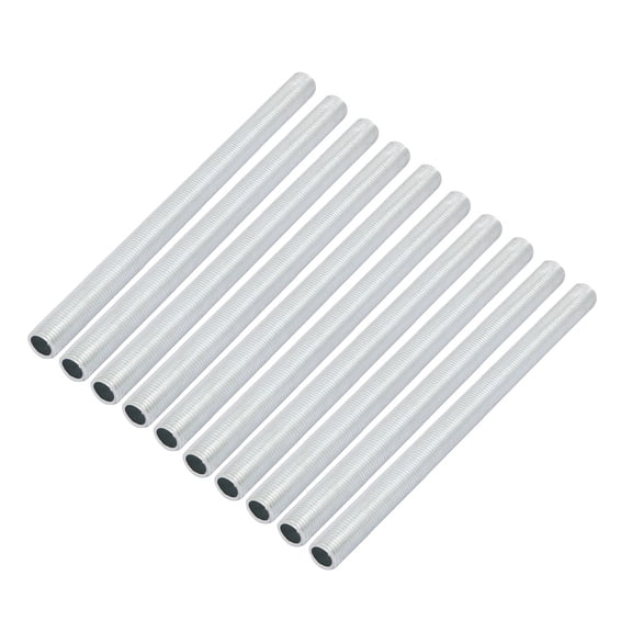 Unique Bargains 10Pcs M10 1mm Pitch Threaded Zinc Plated Pipe Nipple Lamp Parts 140mm Long