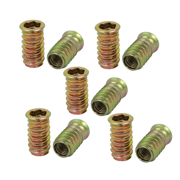 Unique Bargains 10Pcs M10x30mm Zinc Plated Hex Socket Drive Countersunk Head Insert Nut for Wood