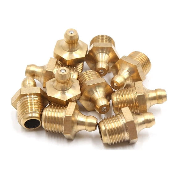Unique Bargains 10Pcs M12 x 1.5 Thread Brass Straight Grease Zerk Nipple Fitting for Auto Car