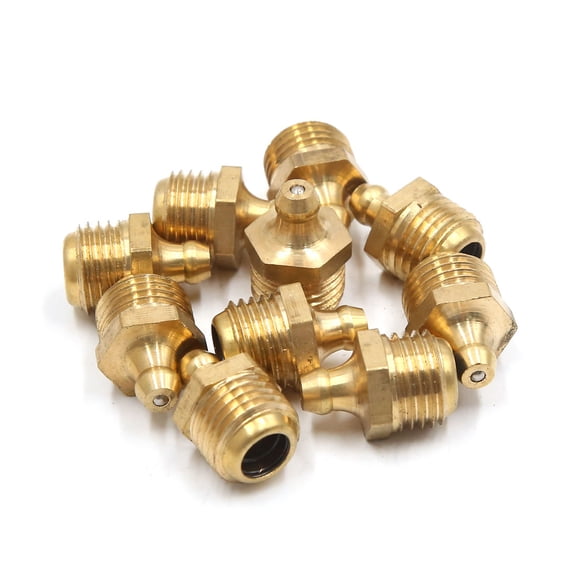 Unique Bargains 10Pcs M14 x 1.5 Thread Brass Straight Grease Zerk Nipple Fitting for Auto Car