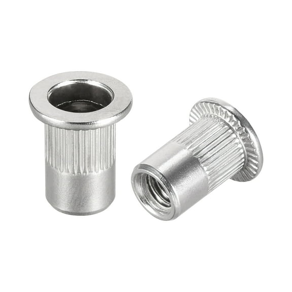 Unique Bargains 10Pcs M6 304 Stainless Steel Rivet Nuts Flat Head Insert