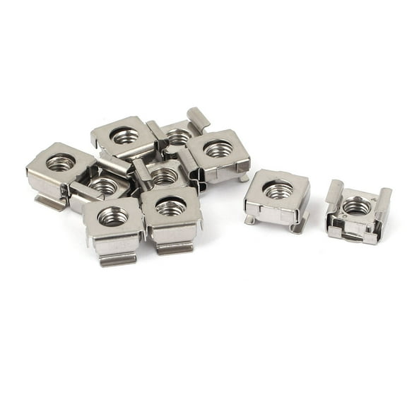 Unique Bargains 10Pcs M6 x 1mm Pitch 304 Stainless Steel Cage Nuts for Sever Shelves Furniture