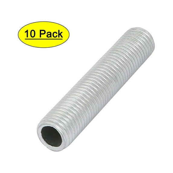 Unique Bargains 10Pcs M8 Full Threaded Lamp Nipple Pass-Through Pipe Connector 40mm Length