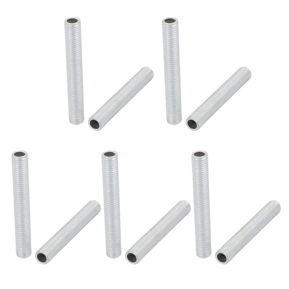 Unique Bargains 10Pcs M8 Full Threaded Lamp Nipple Pass-Through Pipe Connector 55mm Length