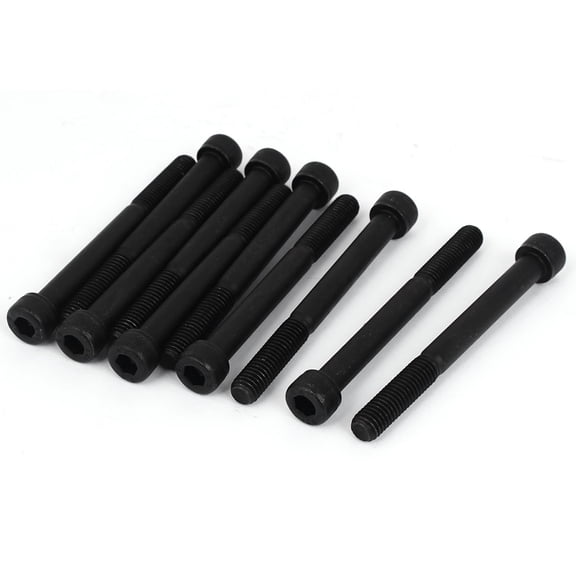 Unique Bargains M8x80mm 12.9 Alloy Steel Hex Socket Screws Partially Threaded Bolt Black 10Pcs