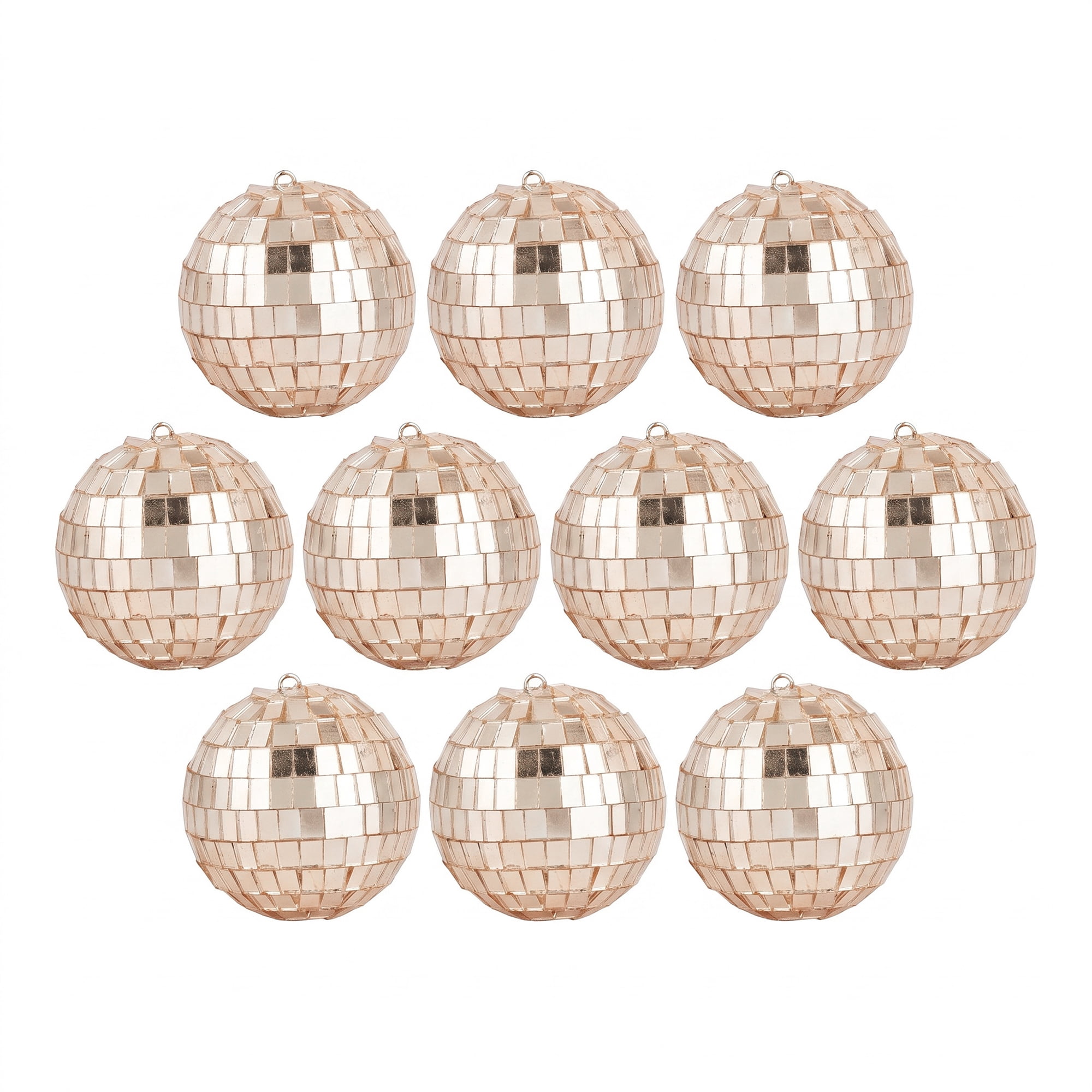 Unique Bargains 10Pcs Mirror Disco Balls for Hanging Sphere Orbs Beige 2"x2"x2"
