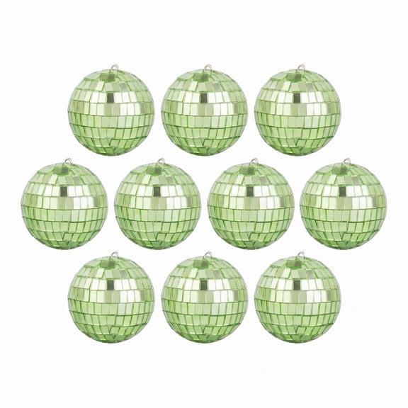 Unique Bargains 10Pcs Mirror Disco Balls for Hanging Sphere Orbs Green 1.2"x1.2"x1.2"