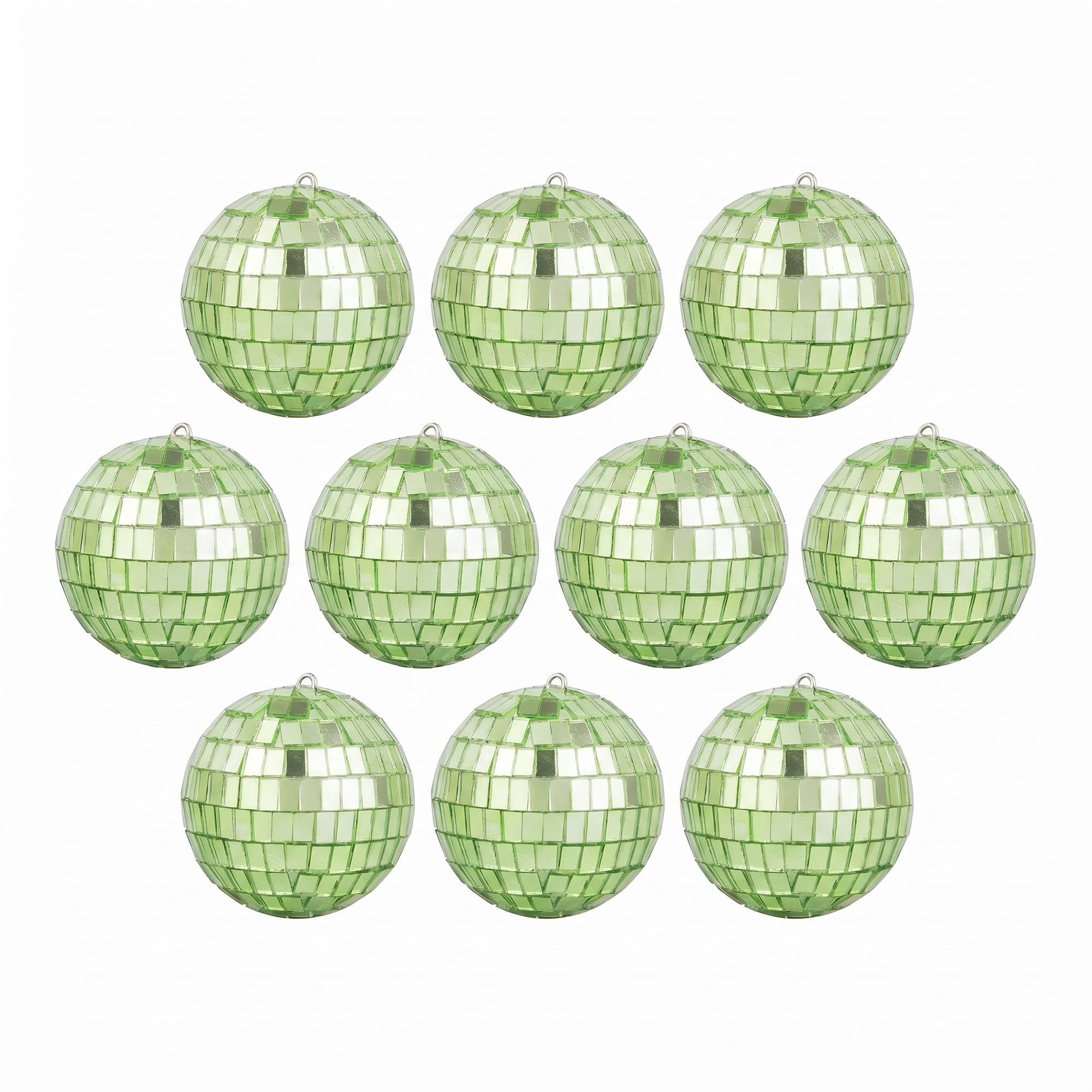 Unique Bargains 10Pcs Mirror Disco Balls for Hanging Sphere Orbs Green 2"x2"x2"