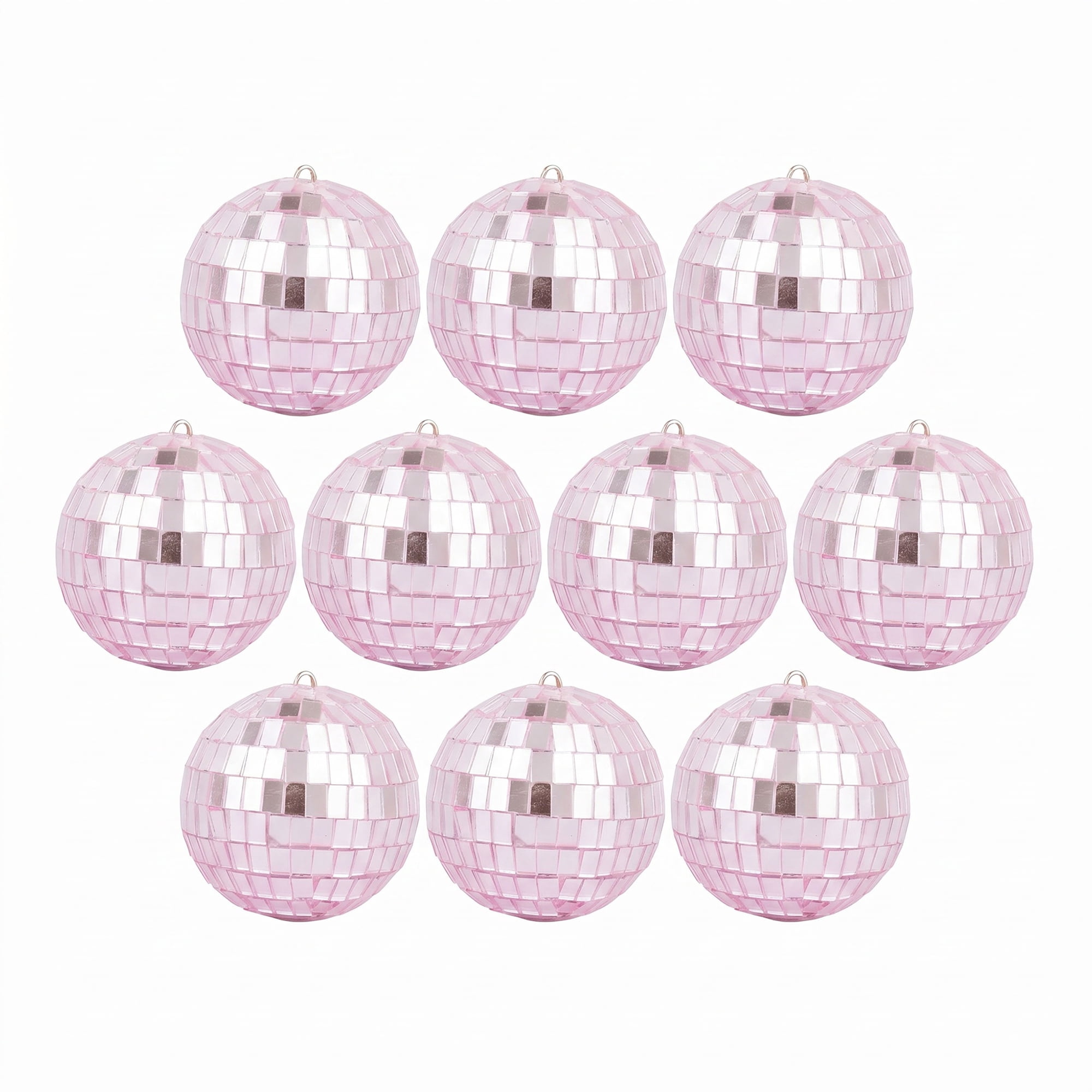 Unique Bargains 10Pcs Mirror Disco Balls for Hanging Sphere Orbs Pink 1.2"x1.2"x1.2"