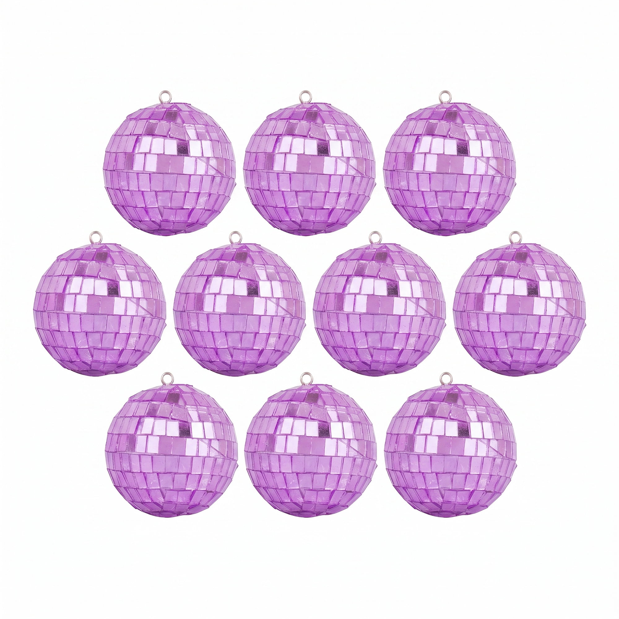 Unique Bargains 10Pcs Mirror Disco Balls for Hanging Sphere Orbs Purple 2"x2"x2"