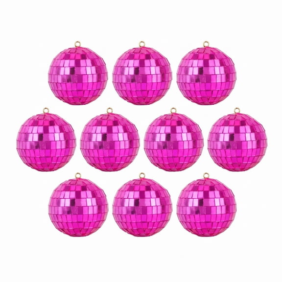 Unique Bargains 10Pcs Mirror Disco Balls for Hanging Sphere Orbs Rose 1.6"x1.6"x1.6"