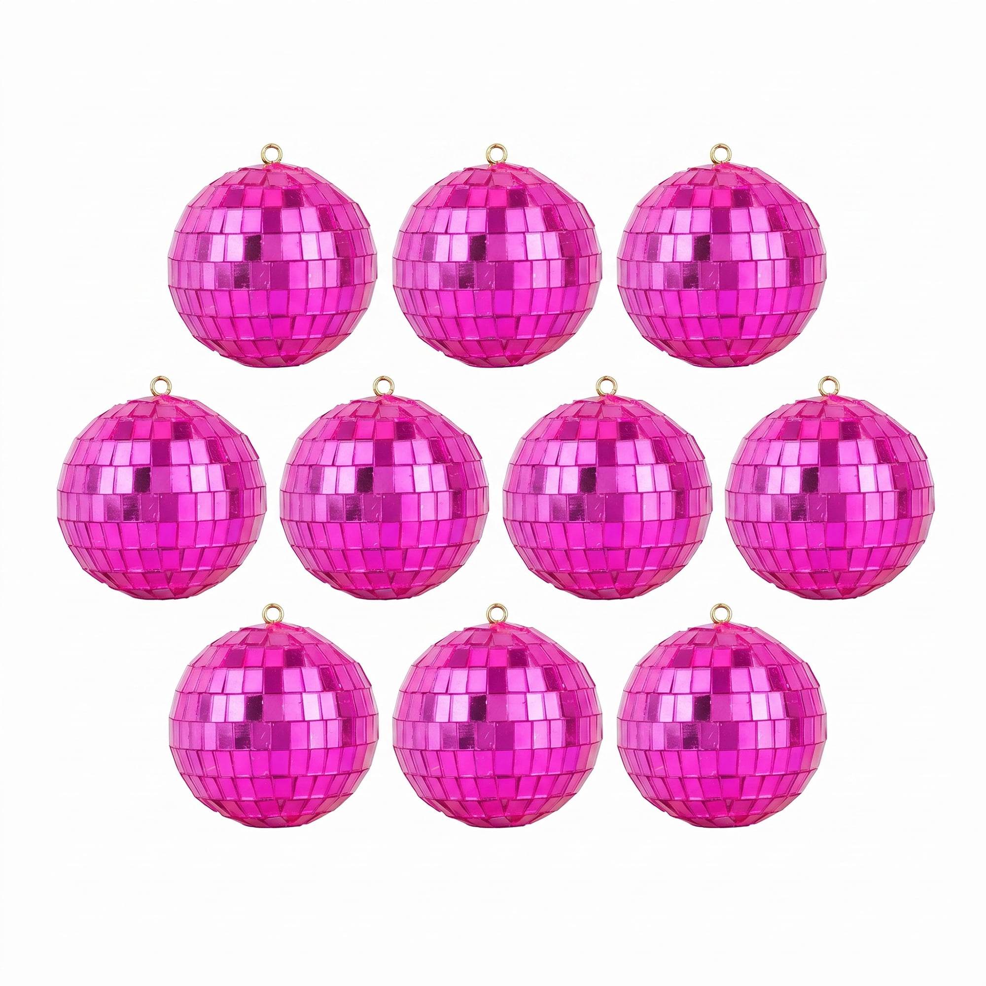 Unique Bargains 10Pcs Mirror Disco Balls for Hanging Sphere Orbs Rose 2"x2"x2"